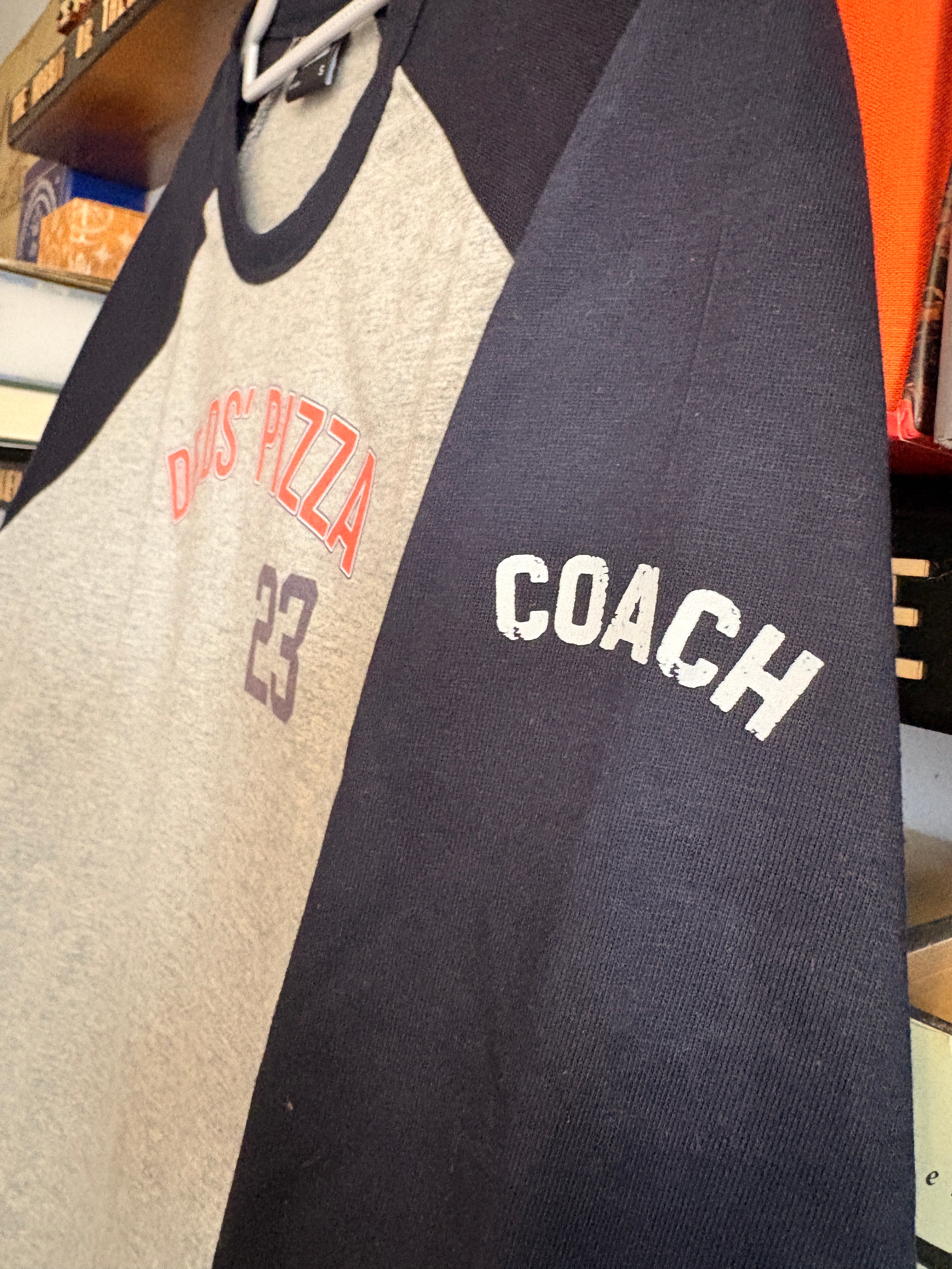 Deeds’ Pizza 23 Baseball Raglan Shirt - Mr Deeds Inspired Long Sleeve Baseball Tee