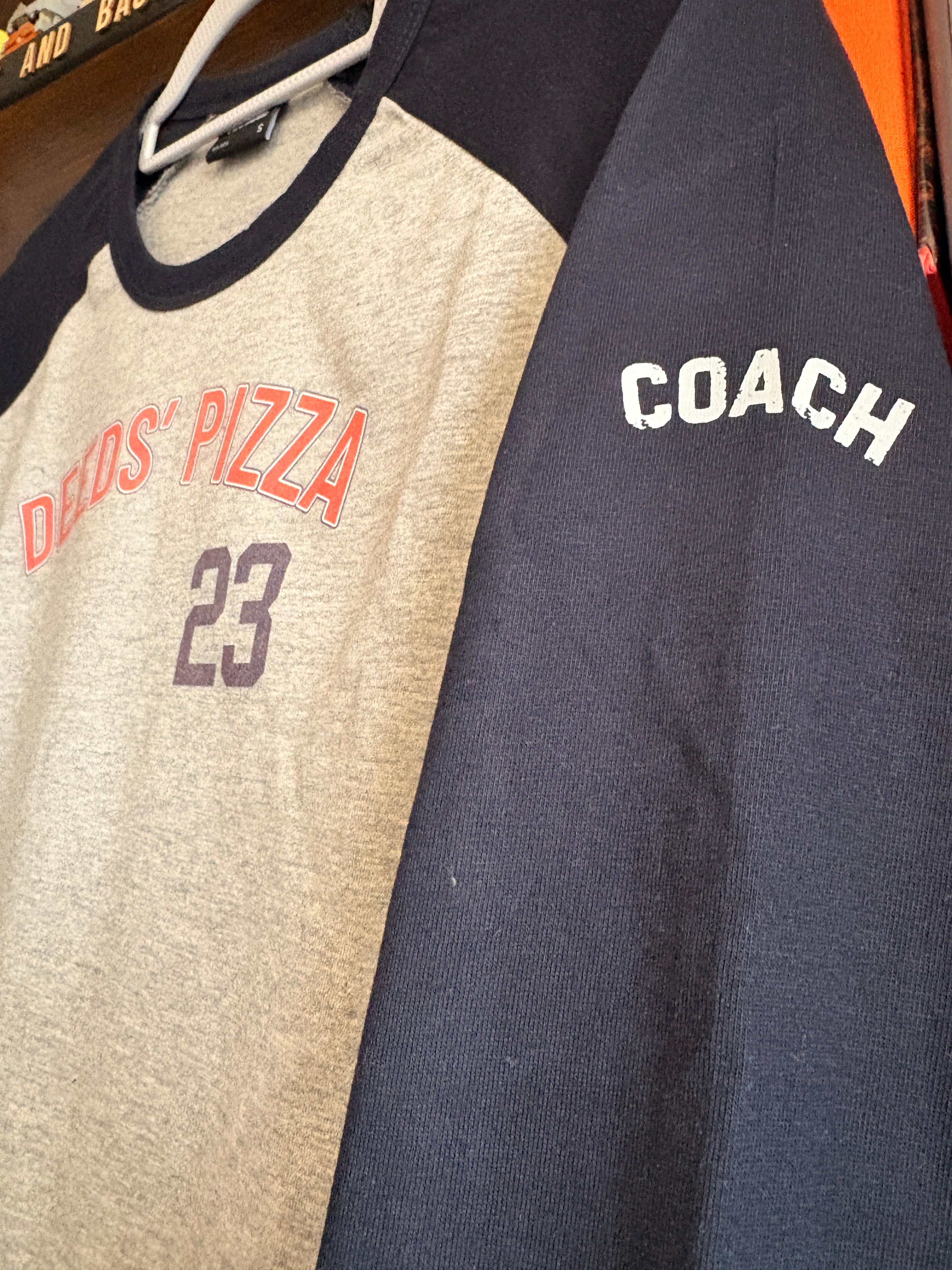 Deeds’ Pizza 23 Baseball Raglan Shirt - Mr Deeds Inspired Long Sleeve Baseball Tee