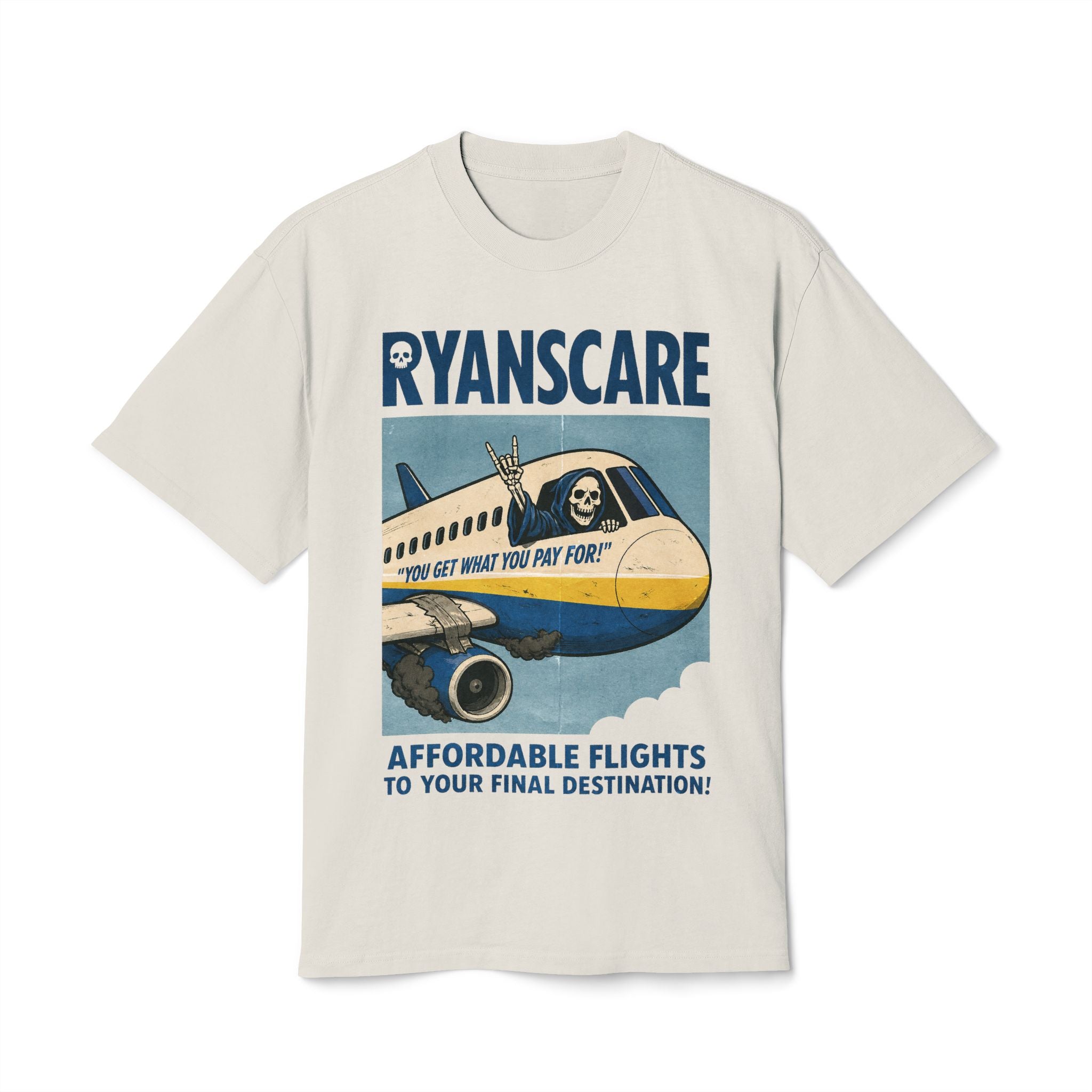Ryanscare T-Shirt - Ryanair Parody Graphic Tee - Vintage Airline Satire Tee - Heavyweight 100% Cotton