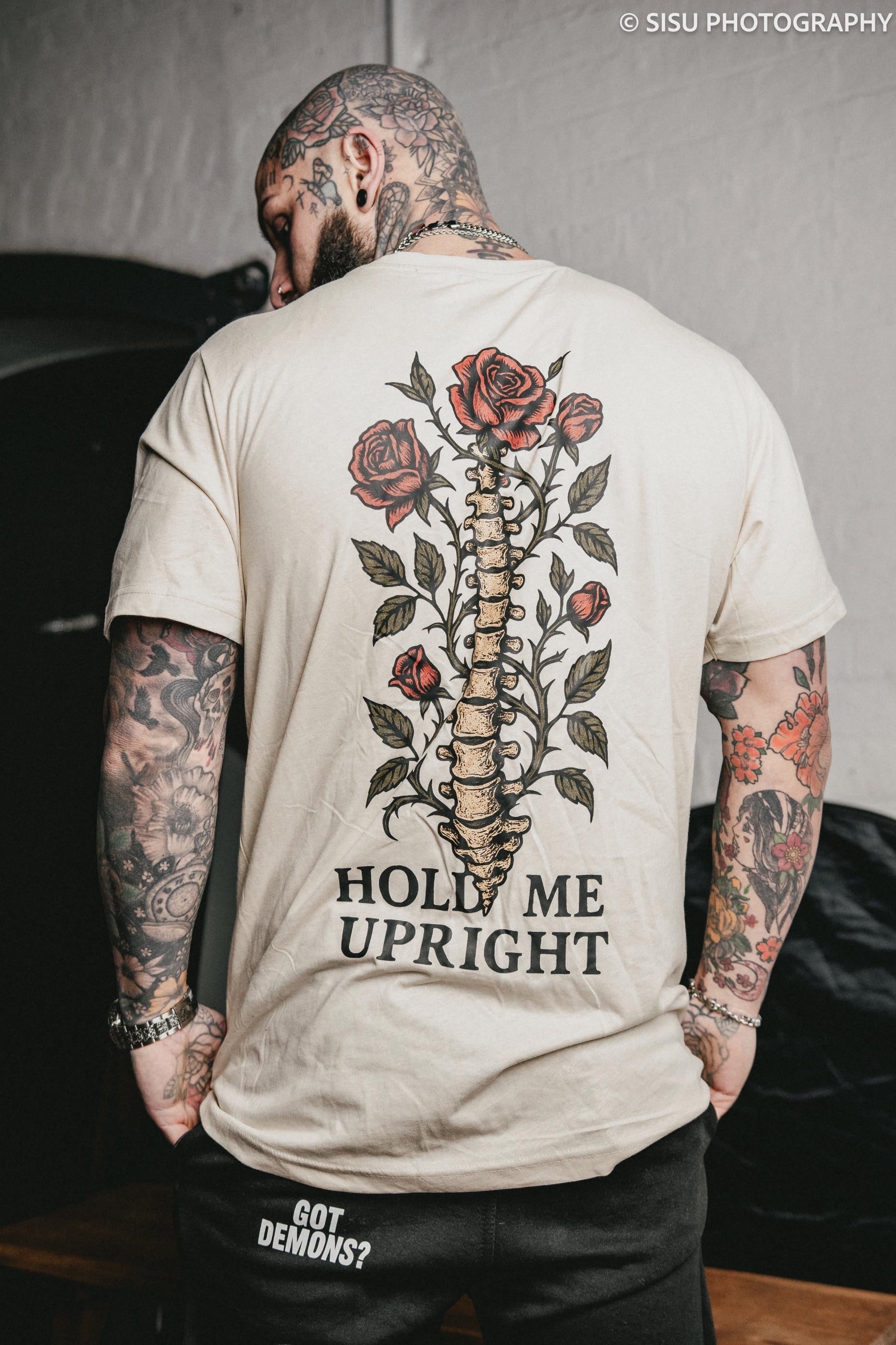 Hold Me Upright – Unisex Organic Cotton T-Shirt (Natural Beige)