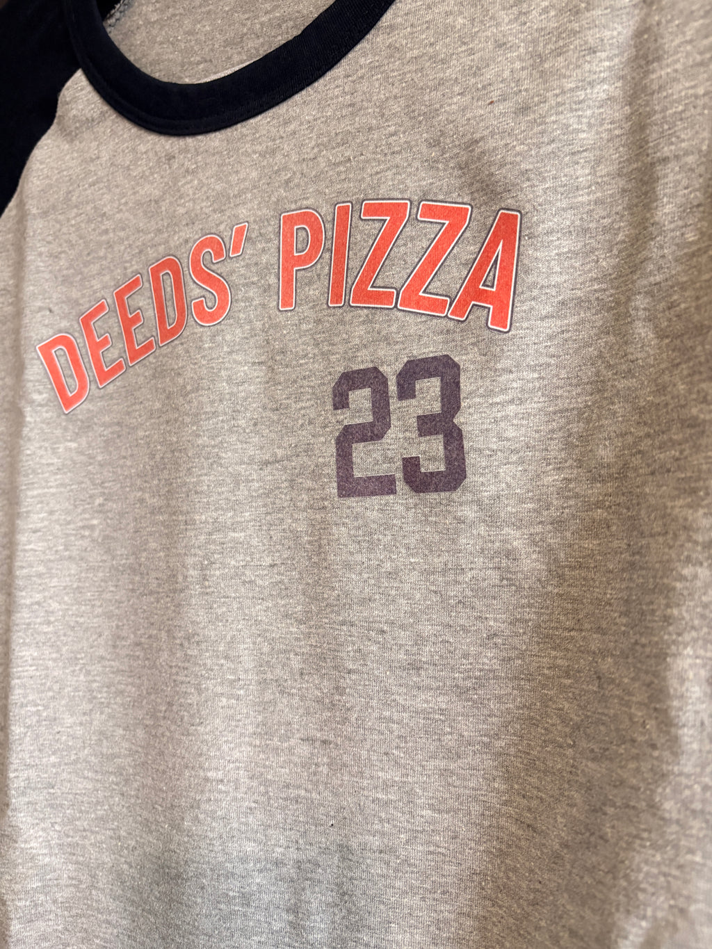 Deeds’ Pizza 23 Baseball Raglan Shirt - Mr Deeds Inspired Long Sleeve Baseball Tee