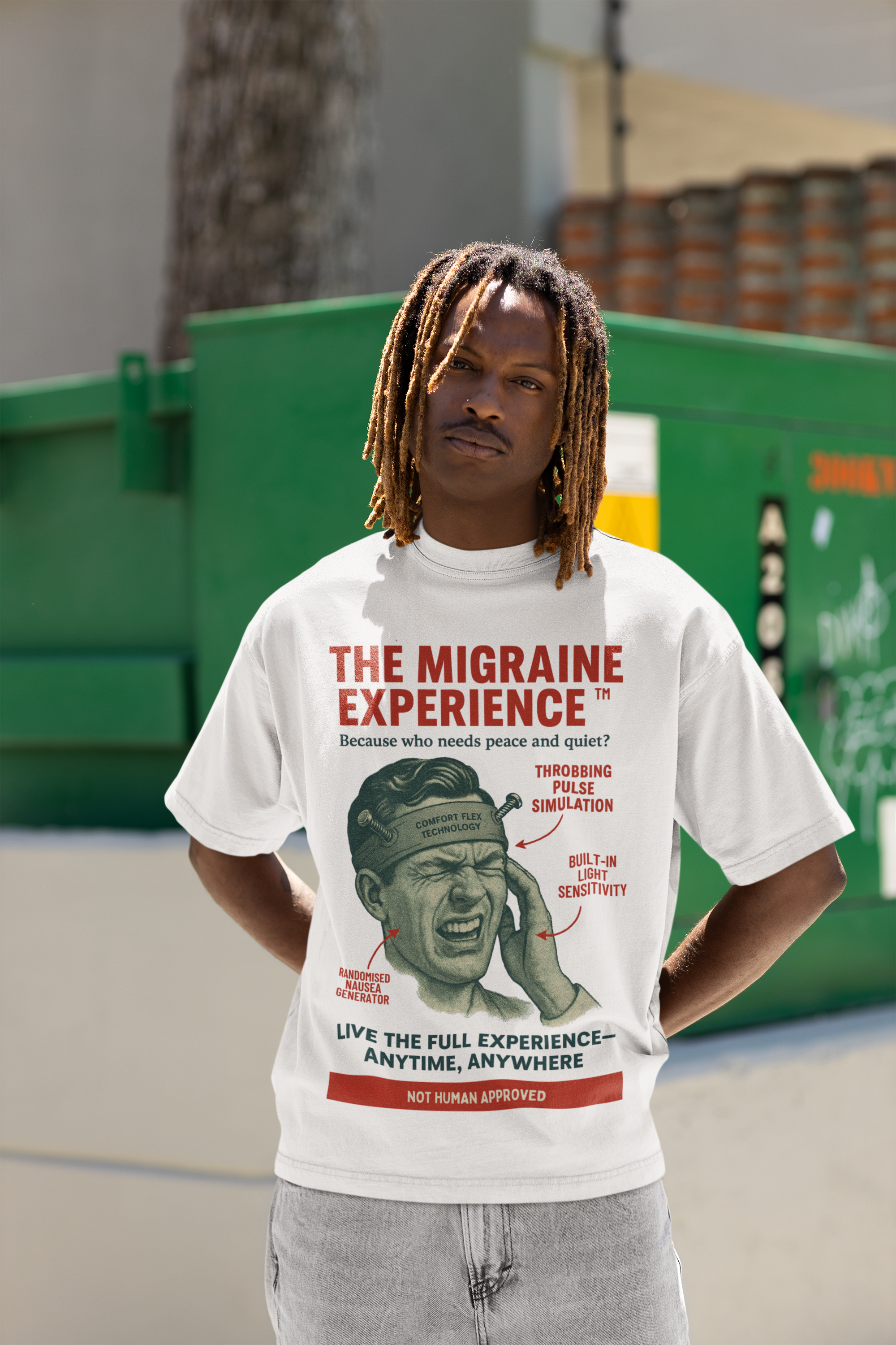 The Migraine Experience Unisex organic cotton t-shirt - Retro Parody Ad