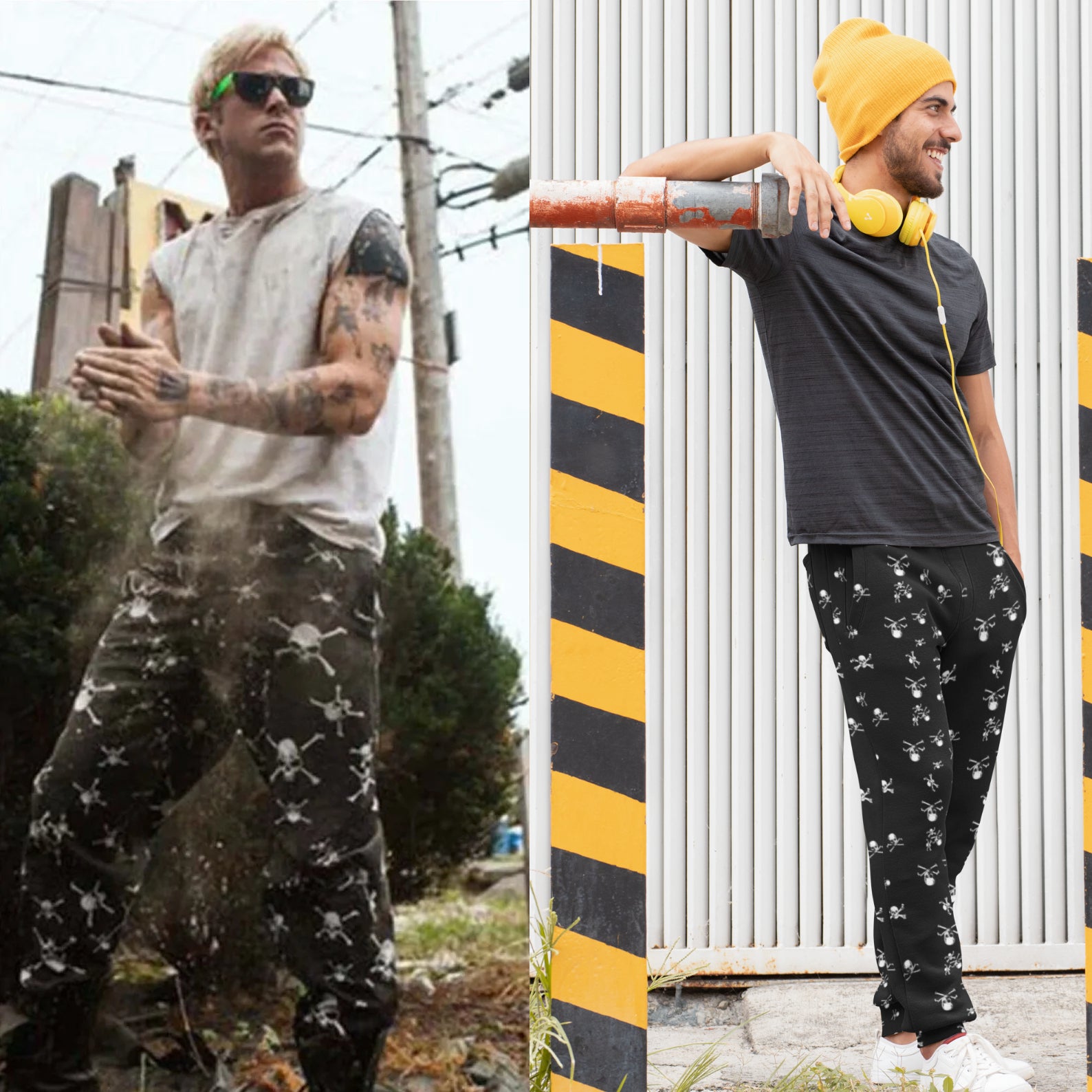 Skull Print Joggers – Inspired by Ryan Gosling in The Place Beyond the Pines