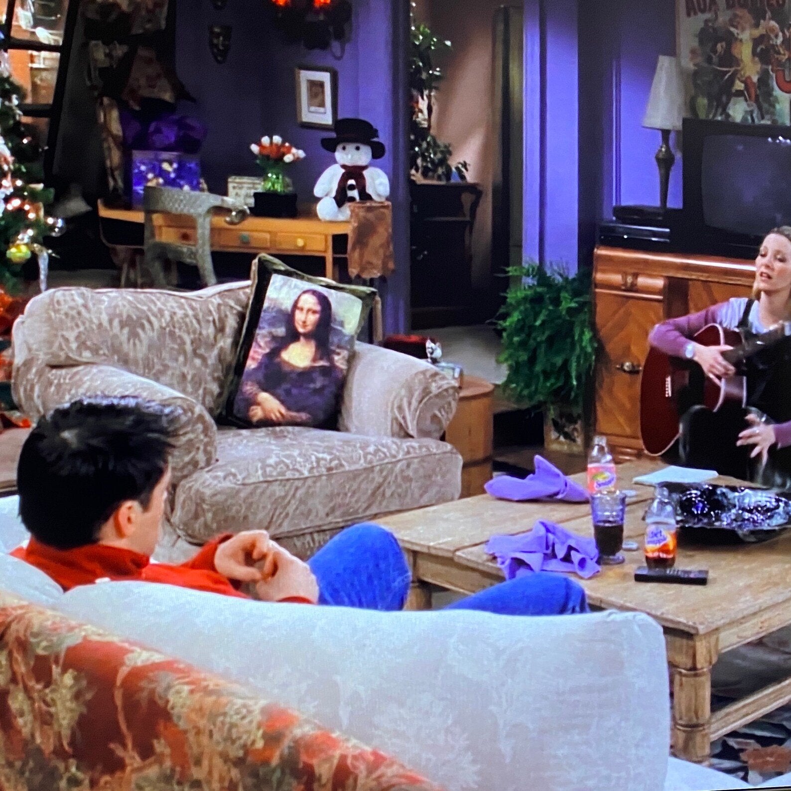 Mona Lisa Velvet Cushion - Friends Monica Geller Inspired Decor