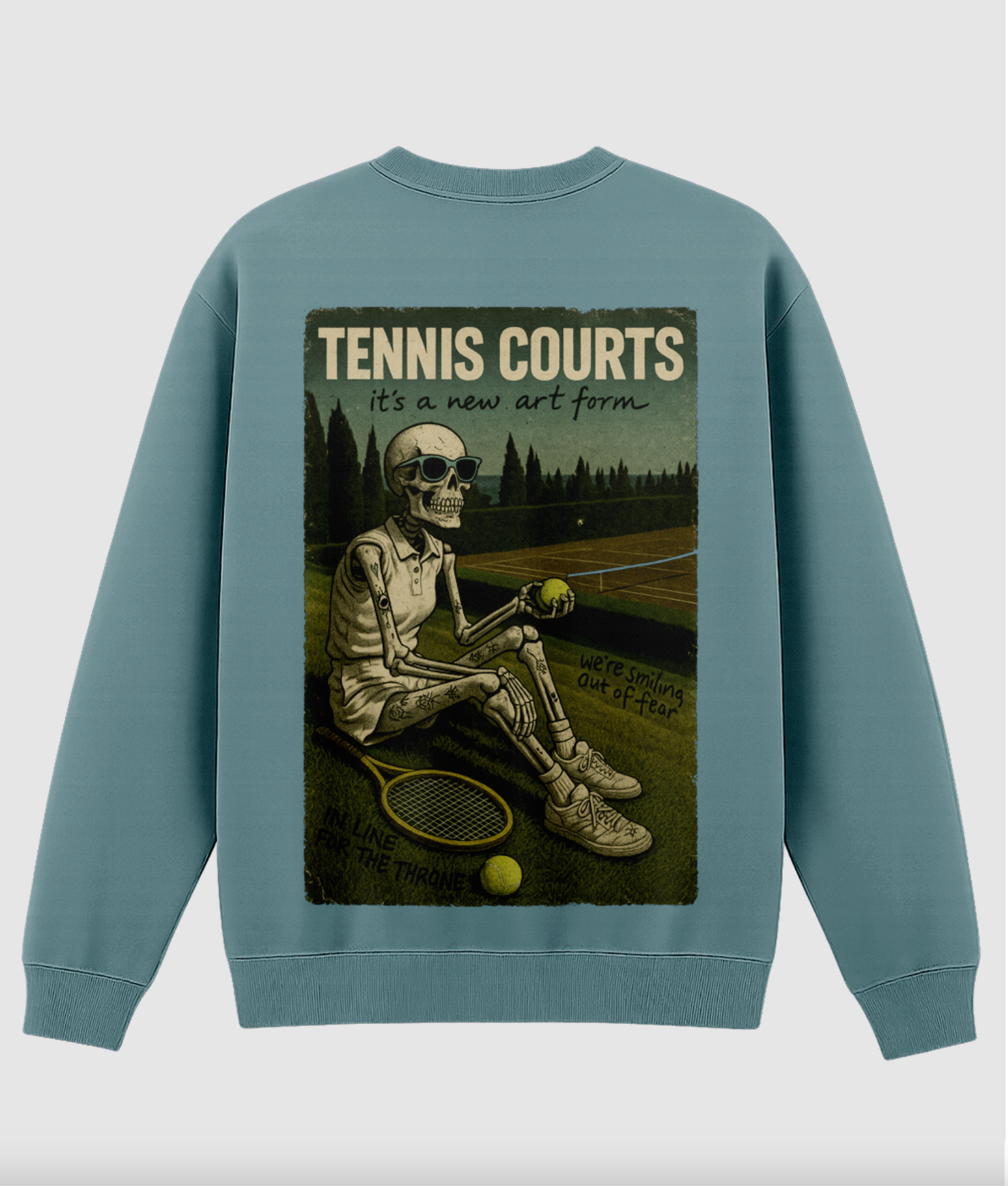Tennis Courts Sweatshirt | Lorde-Inspired Retro Skeleton Graphic | Uncool