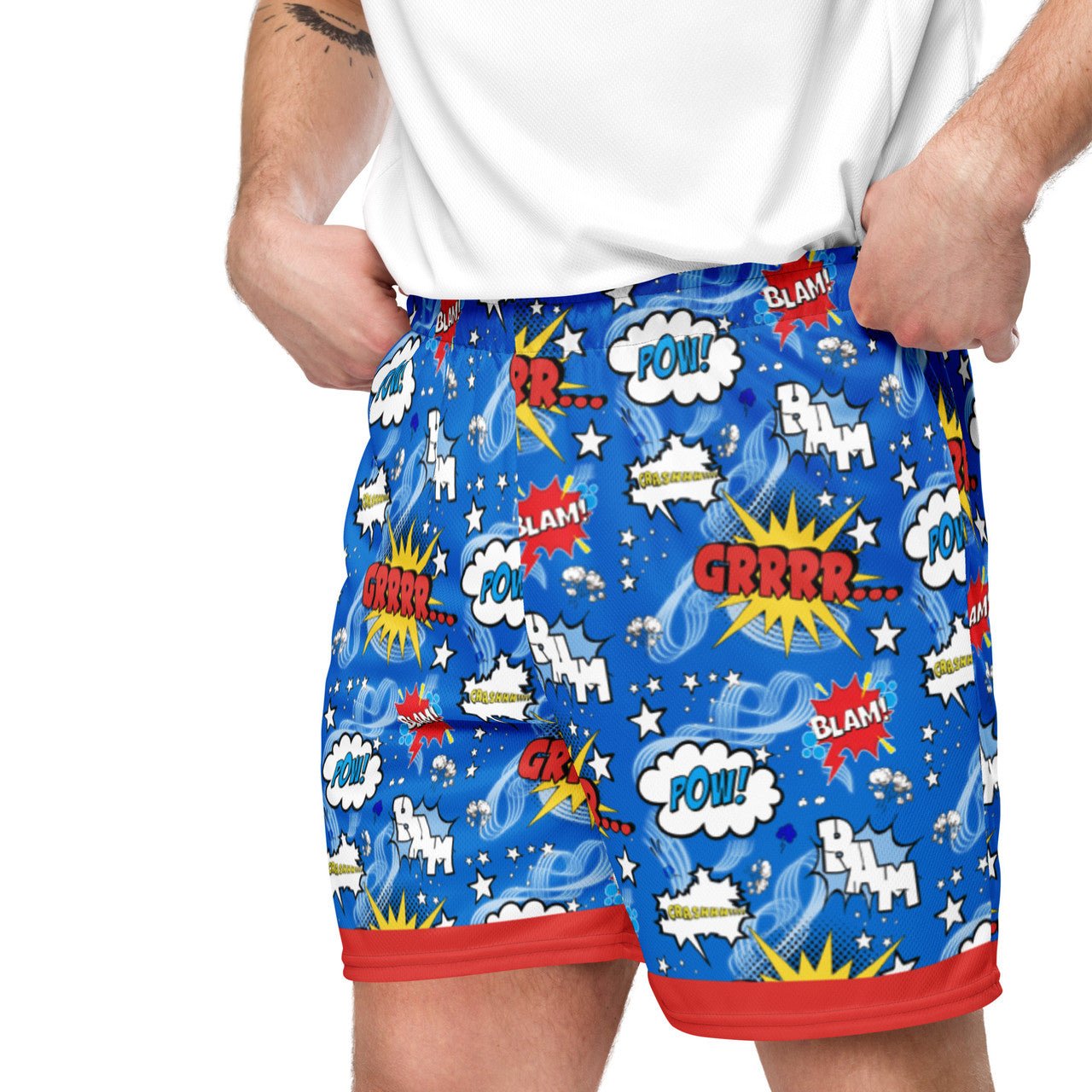 Comic Pop Mesh Shorts – Recycled Polyester, Lightweight & Breathable