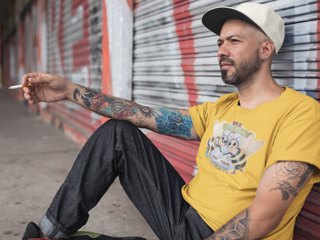 Bee Healthy Fight Club T-Shirt – Brad Pitt Movie Replica | Yellow Graphic Tee