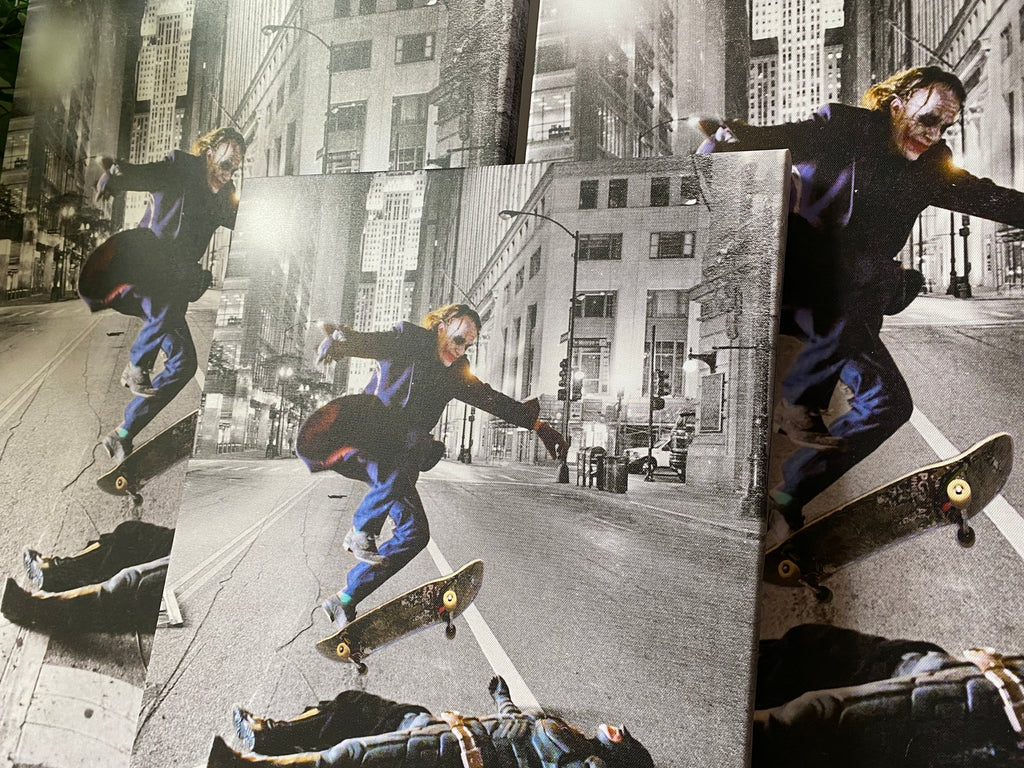 Joker Vs Batman Skateboard Canvas Art - Skateboarding Ollie, Dark Knight