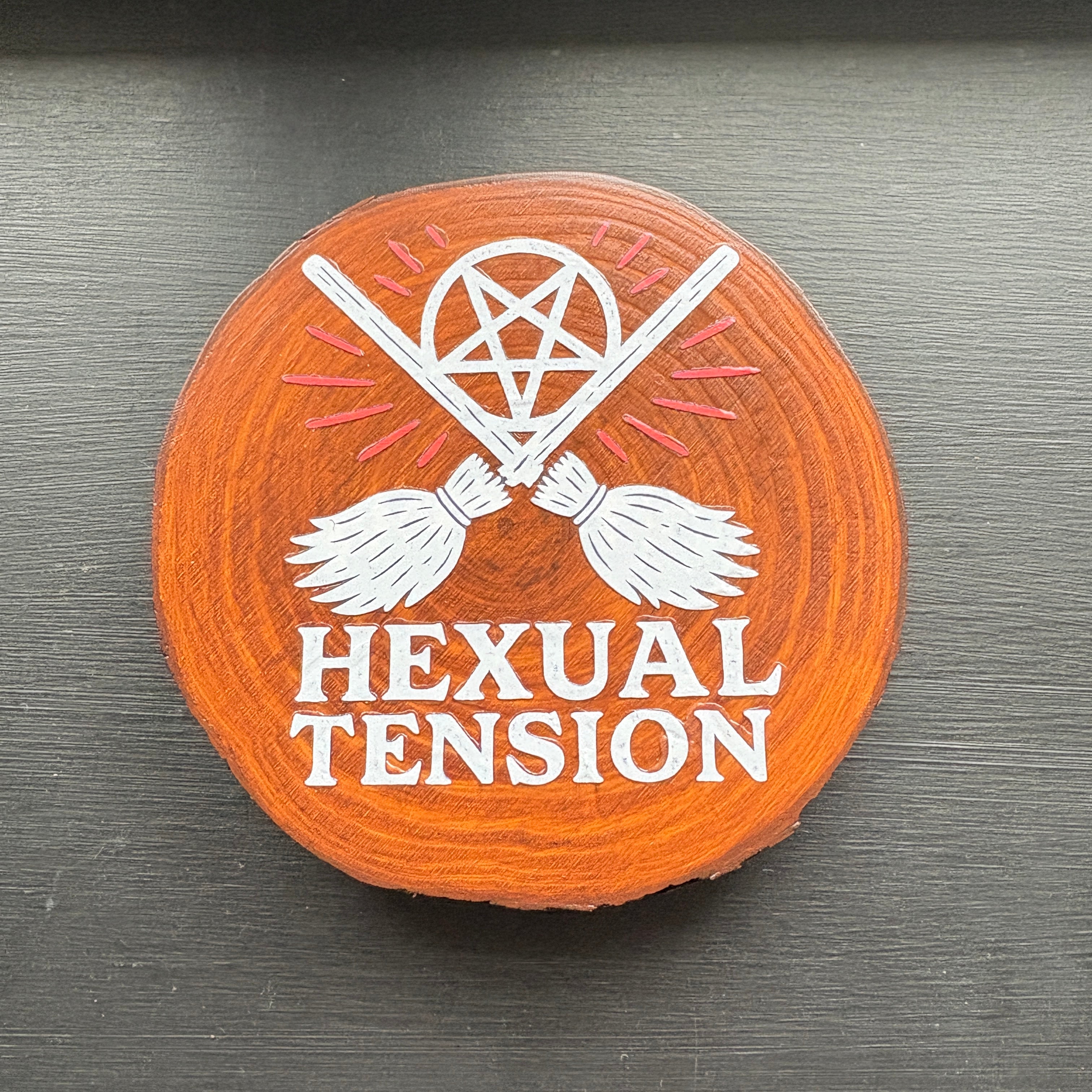 Handmade Gothic Printed Coasters | Natural Pine Wood | Unique Dark Humour Design