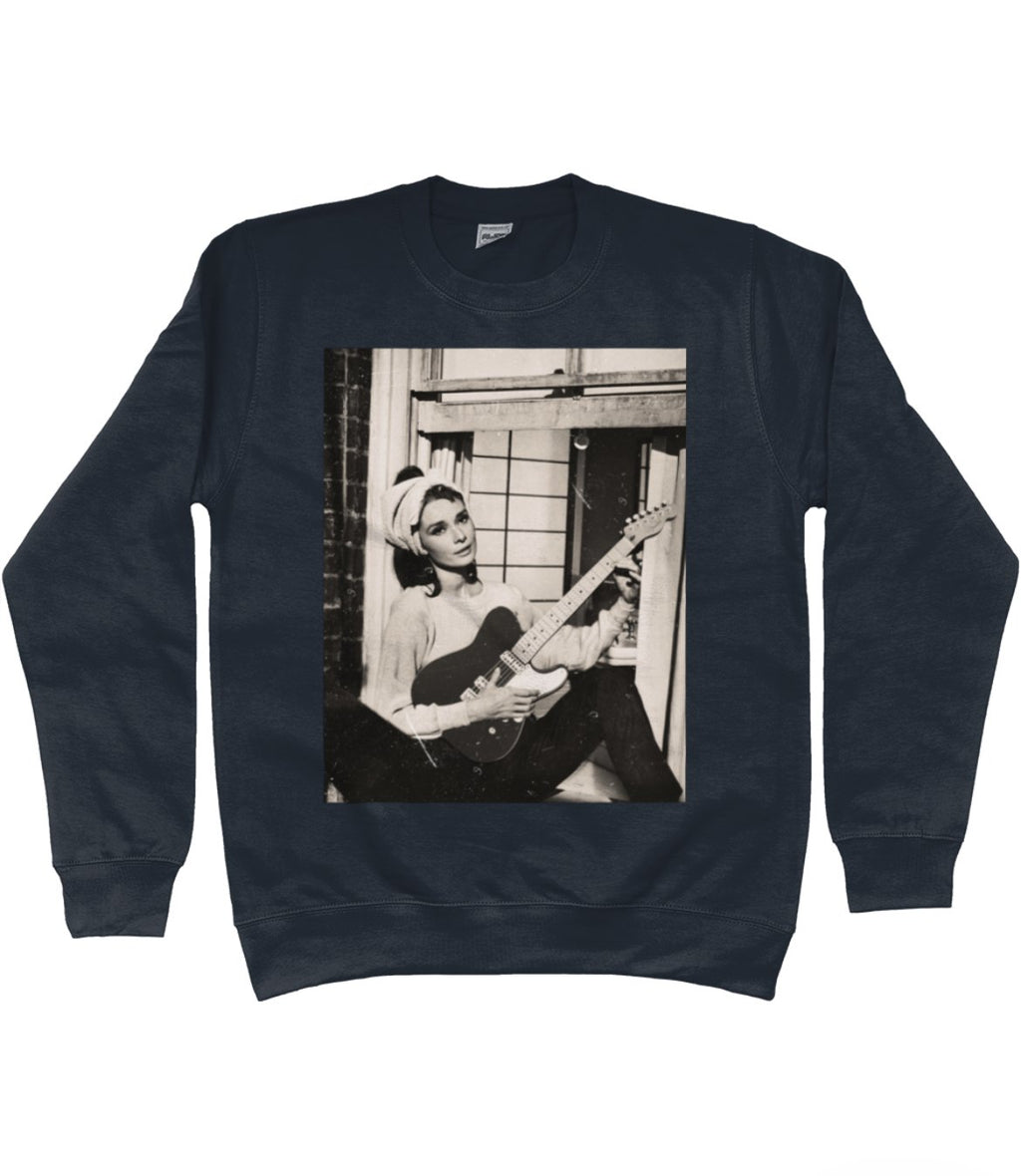 Audrey Hepburn Guitar Sweatshirt – Vintage Iconic Style