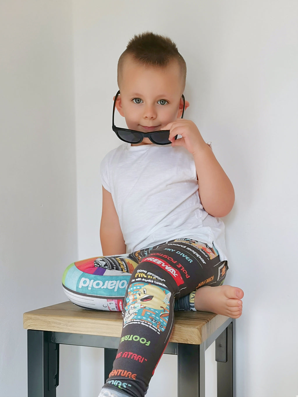 Retro Kids Cassette & VHS Atari Print Leggings – Soft, Stretchy & Fun
