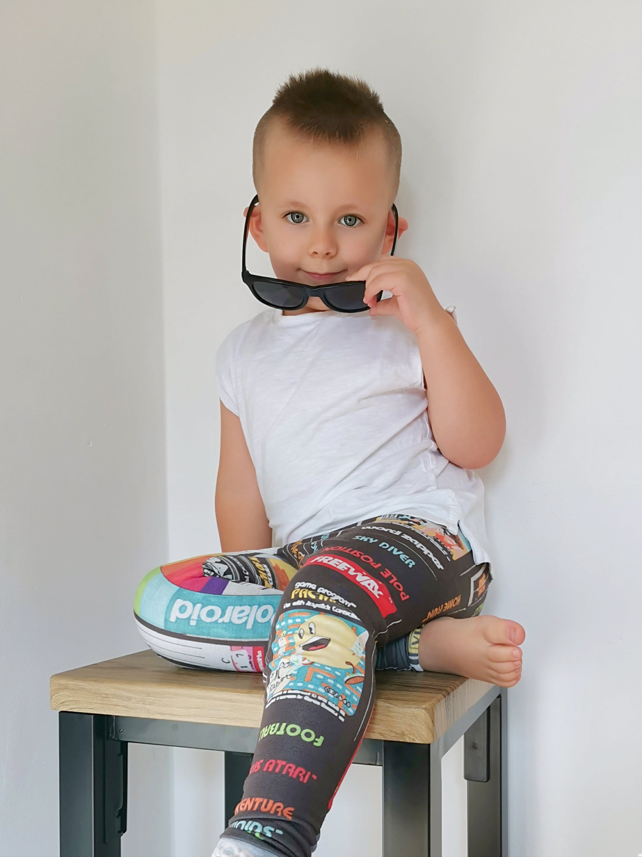 Retro Kids Cassette & VHS Atari Print Leggings – Soft, Stretchy & Fun