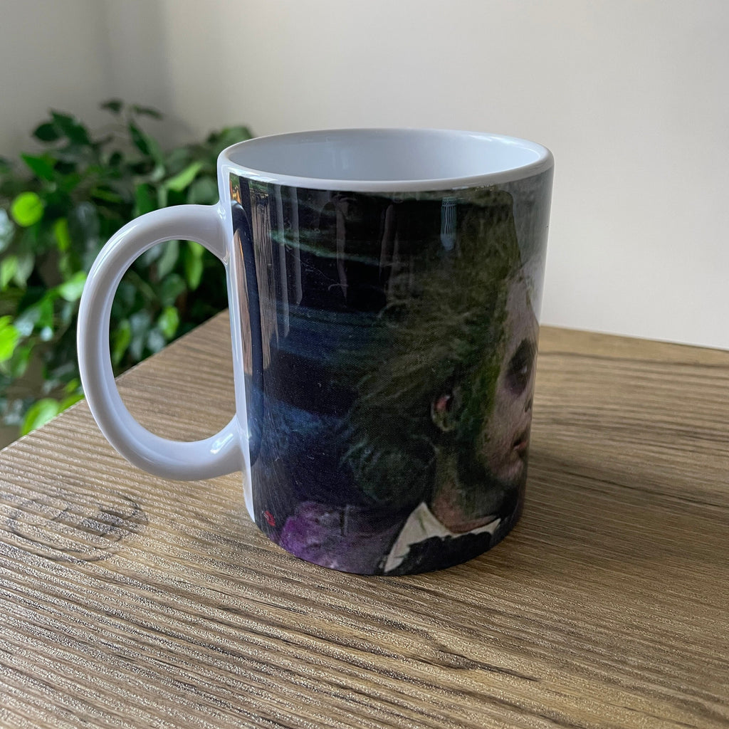 Beetlejuice & Joker Mash-Up Ceramic Mug - Heath Ledger, Michael Keaton