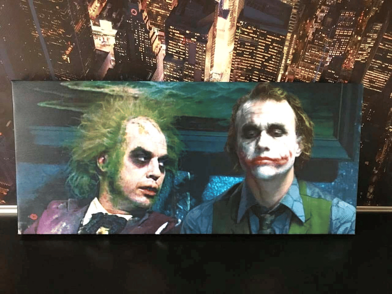 Beetlejuice & Joker Panoramic Canvas - Mischief Meets Madness