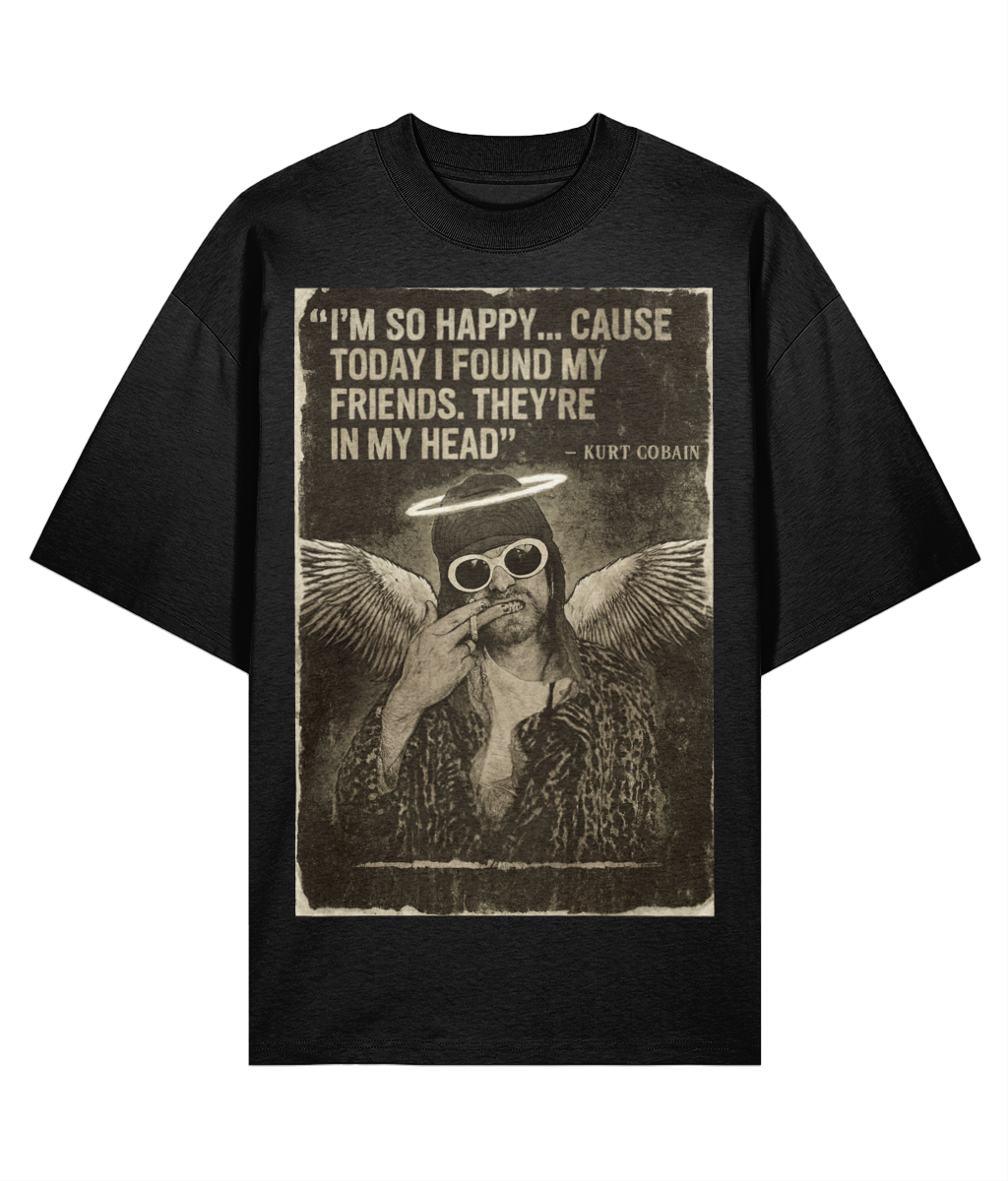 Kurt Cobain Angel Oversized High Neck Tee – 100% Organic Cotton