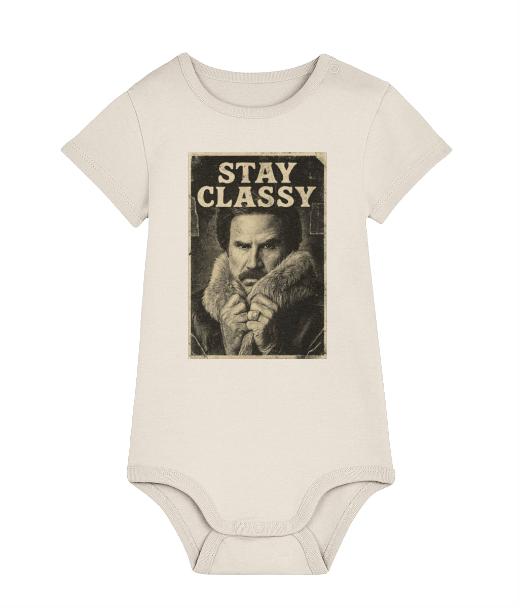 Stay Classy Baby Bodysuit – Organic Cotton | Funny Ron Burgundy-Inspired Gift