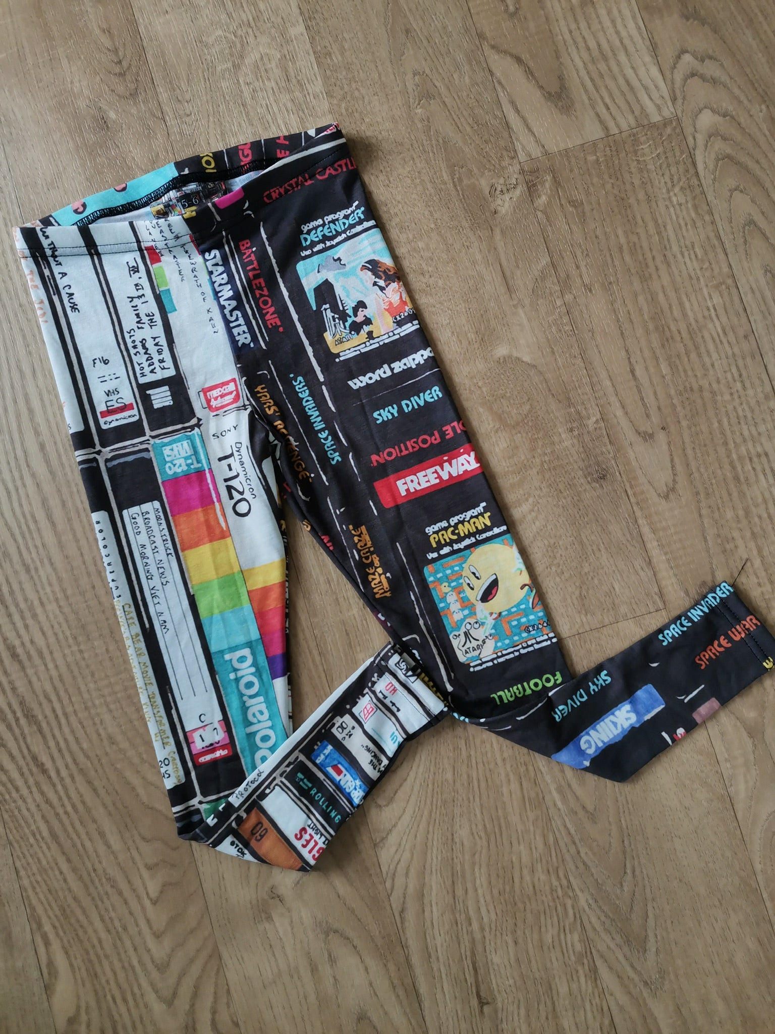 Retro Kids Cassette & VHS Atari Print Leggings – Soft, Stretchy & Fun