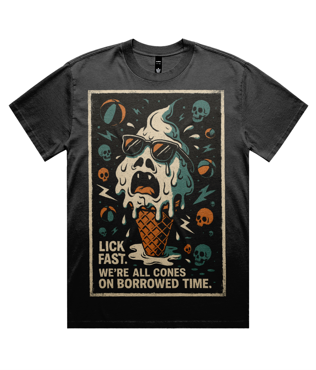 Lick Fast Ice Cream Drip Unisex Heavy Faded Tee