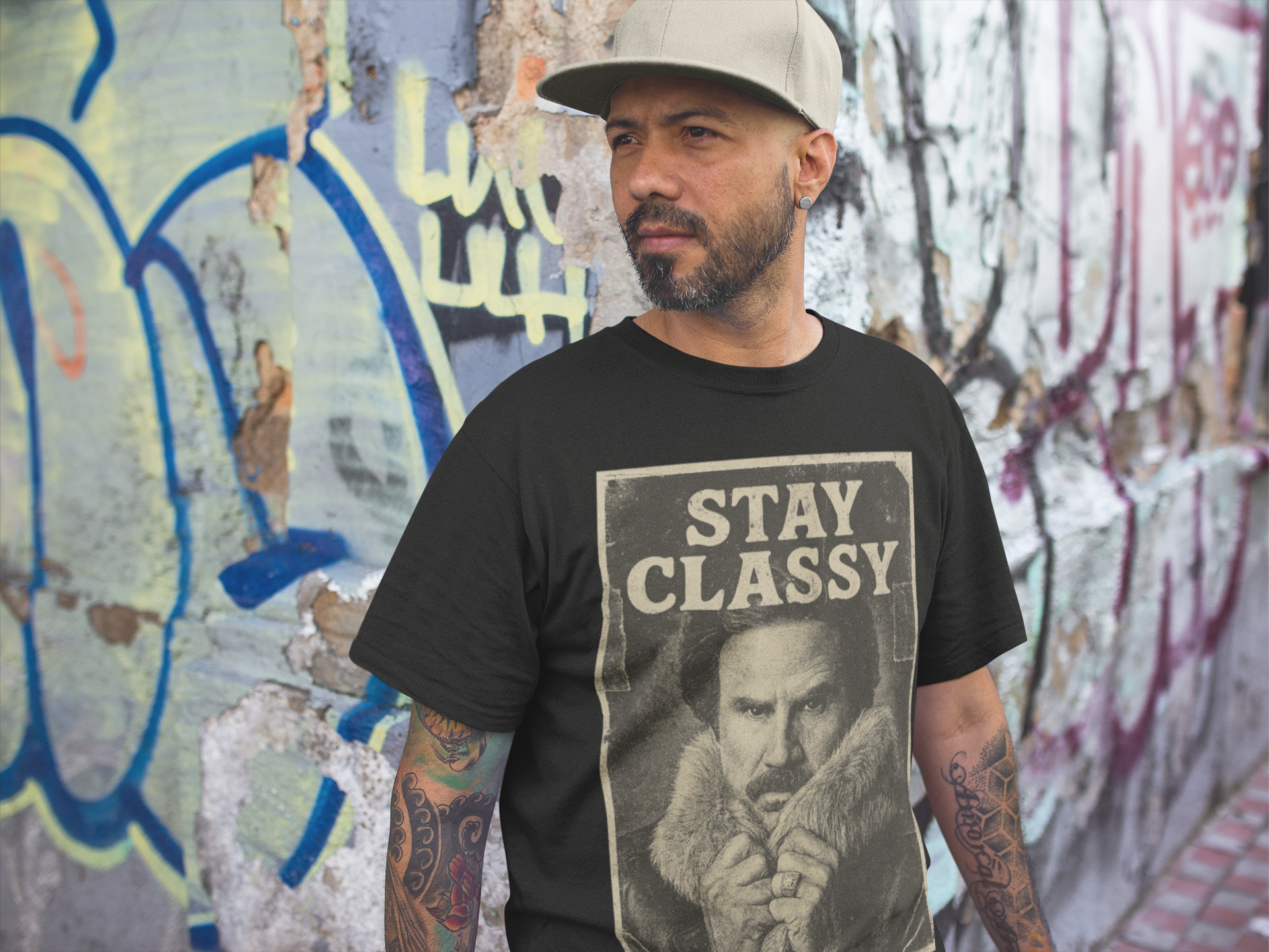 Anchorman "Stay Classy" T-Shirt – Vintage Ron Burgundy Graphic Tee