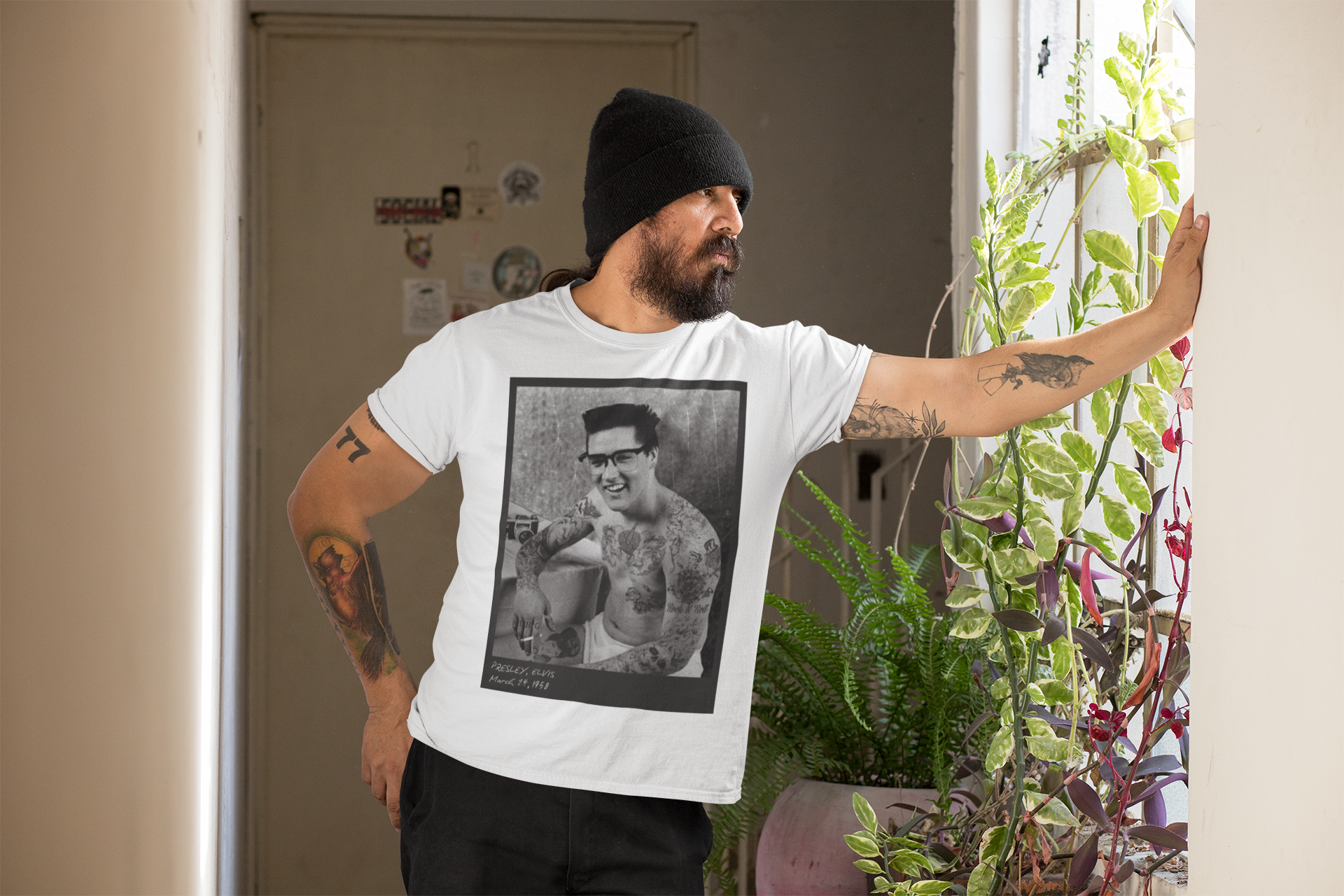 Tattooed Elvis T-Shirt – 100% Cotton Retro Rock'n'Roll Tee