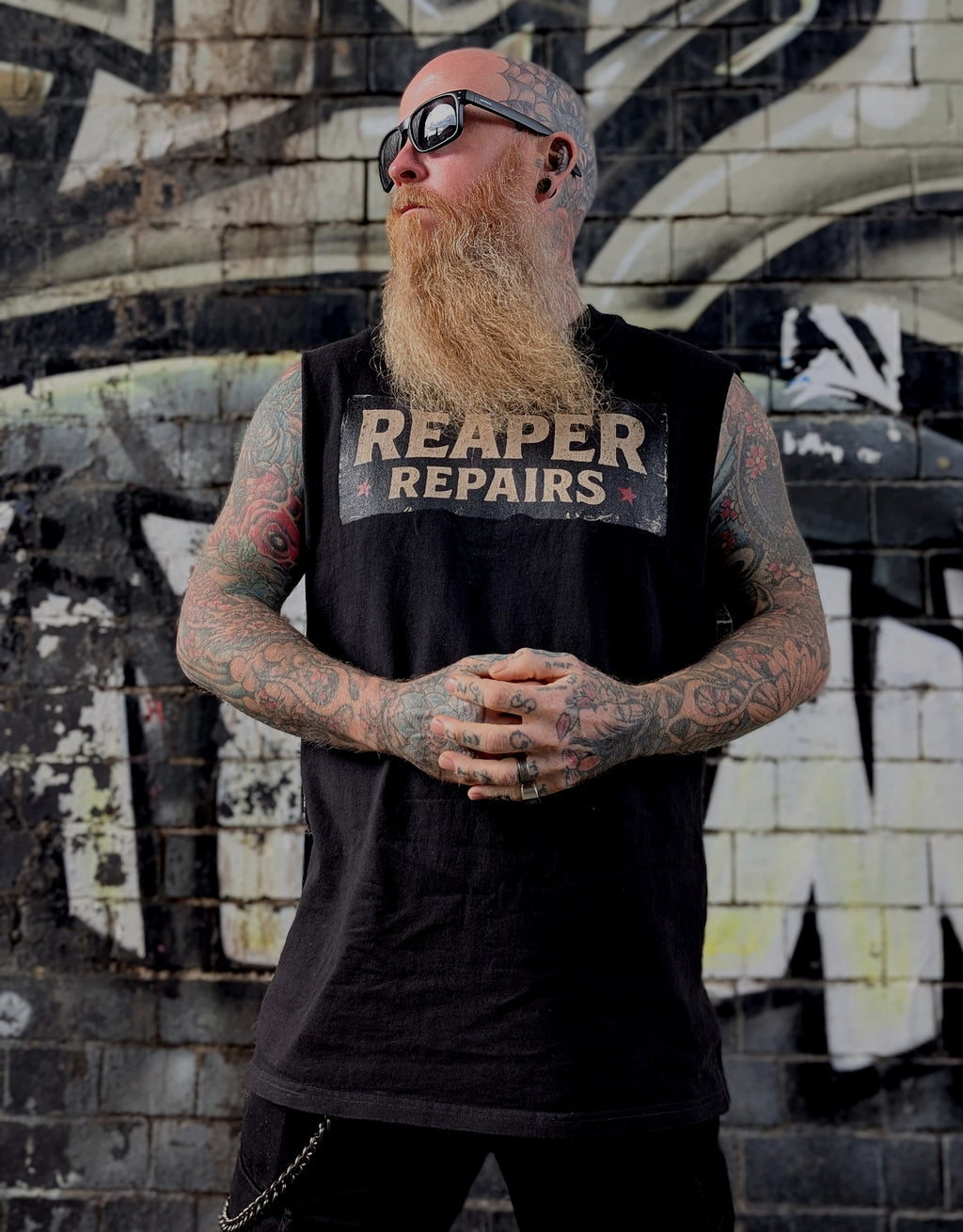 Reaper Repairs Heavy Faded Tank Top - Garage Vest