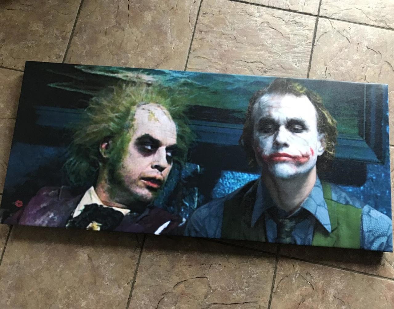 Beetlejuice & Joker Panoramic Canvas - Mischief Meets Madness