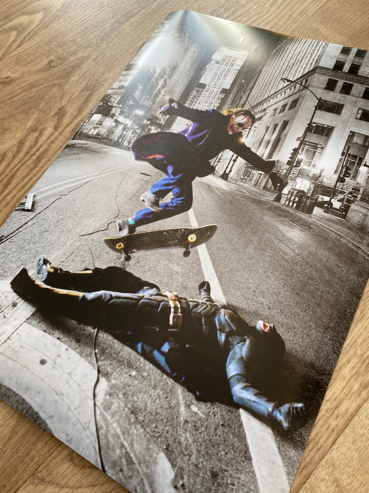 Joker Vs Batman Skateboard Poster Art - Skateboarding Ollie, Dark Knight