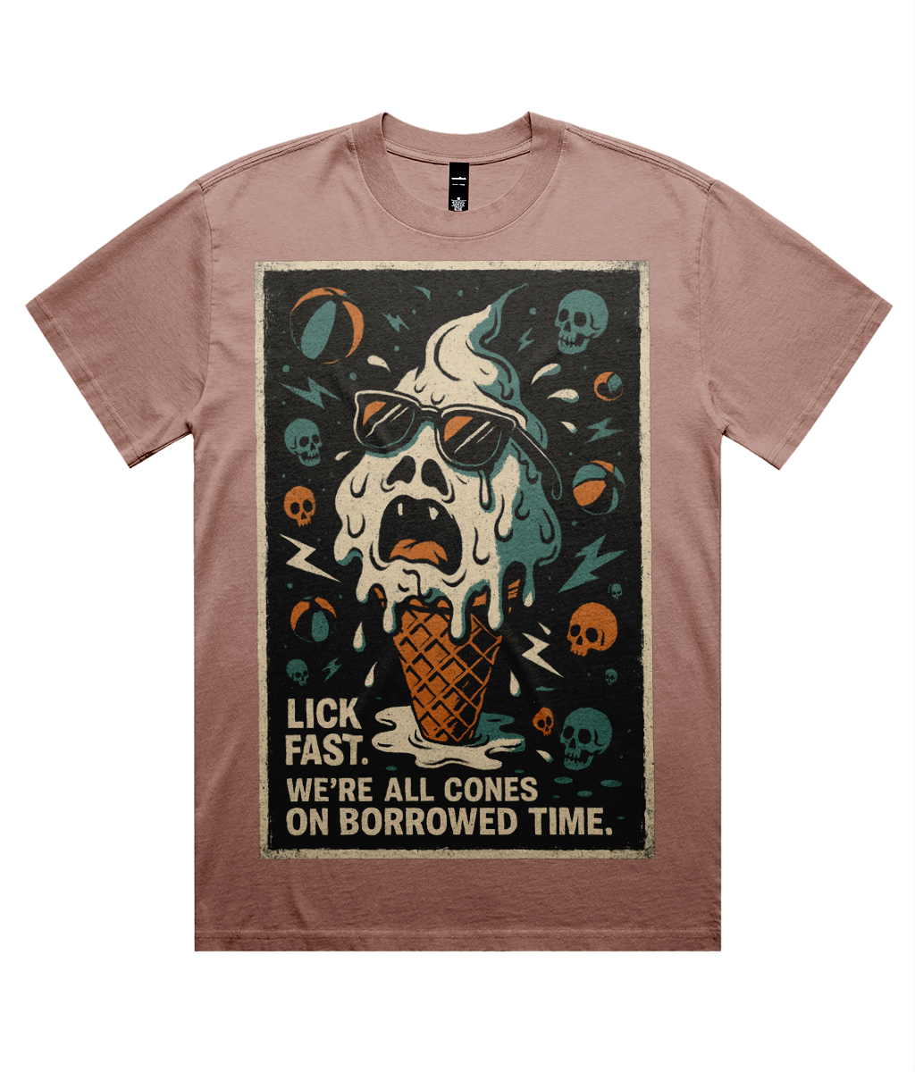 Lick Fast Ice Cream Drip Unisex Heavy Faded Tee