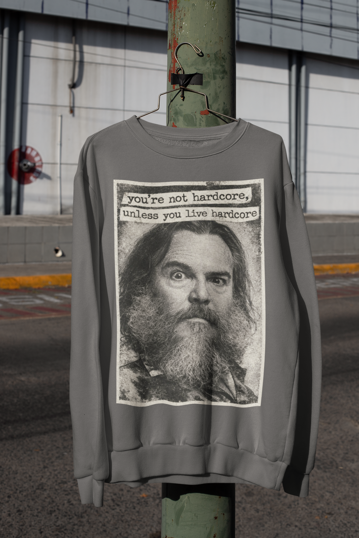 Jack Black “Live Hardcore” Sweatshirt – Charcoal Grey Unisex Crewneck