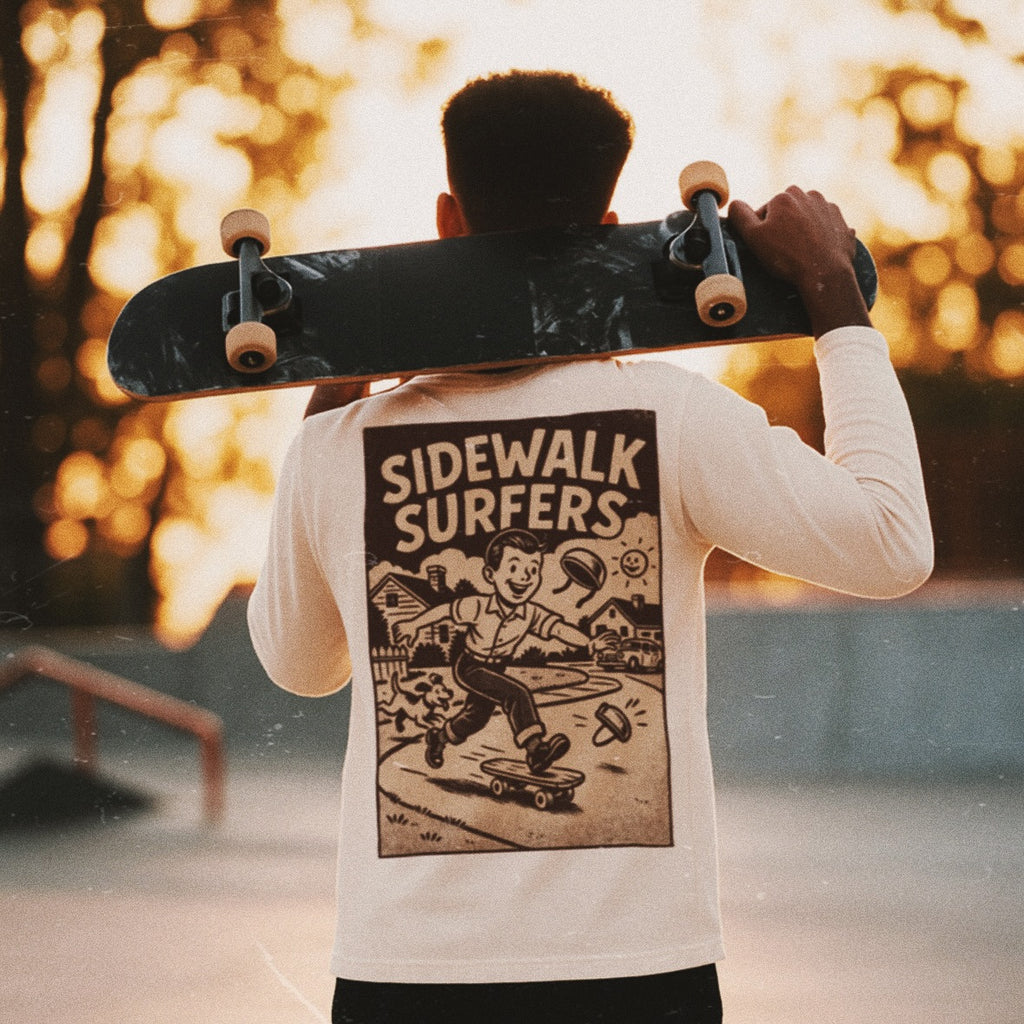 Sidewalk Surfers Skater Unisex Long Sleeve Tee - Lightweight Alt Summer Top