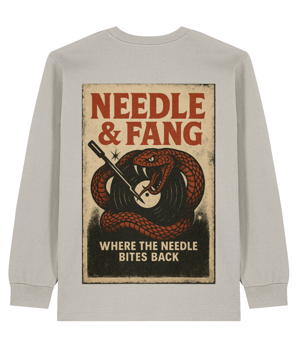 Needle & Fang Heavyweight Long Sleeve T-Shirt – Retro Snake Vinyl Design