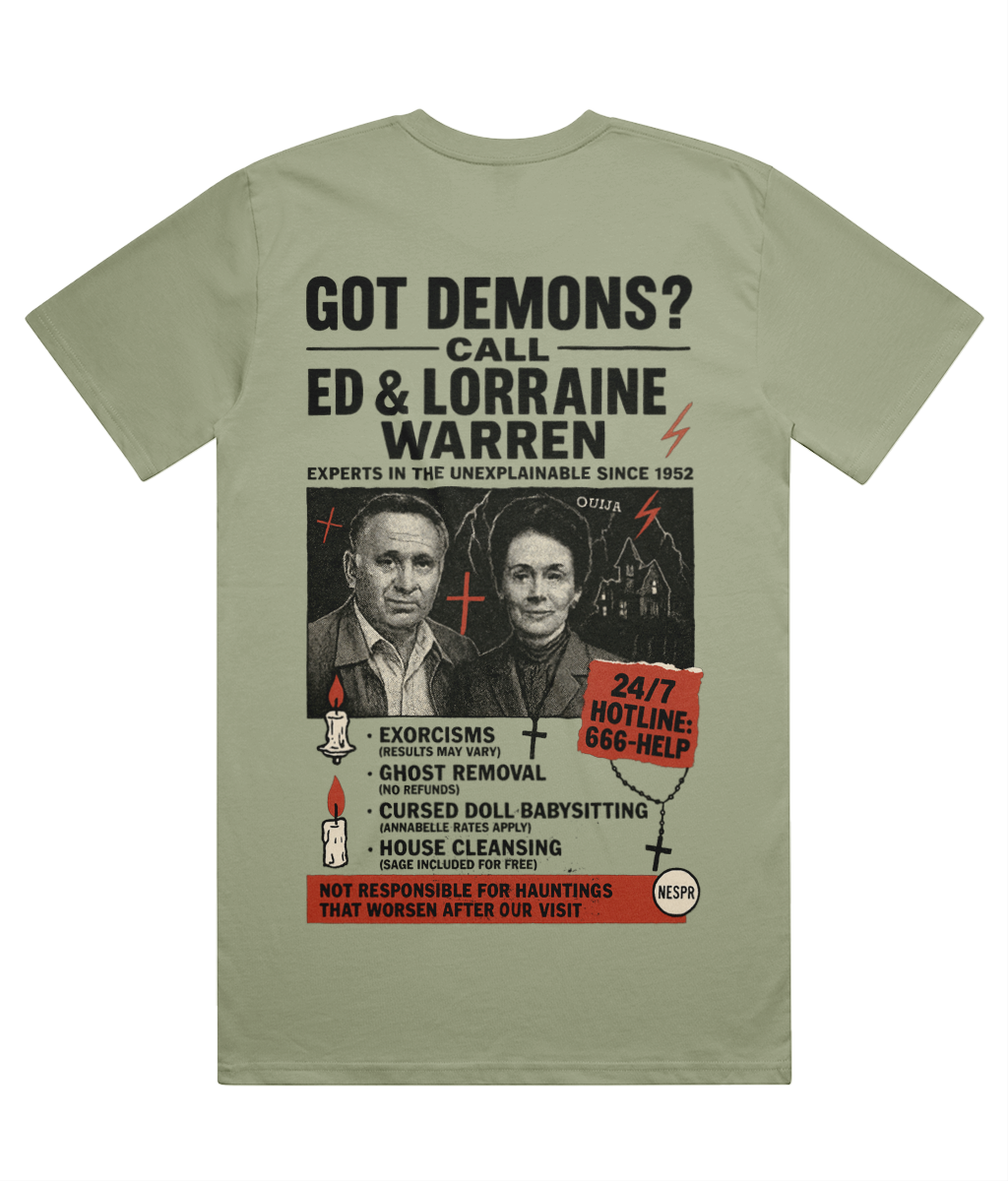 Got Demons? Ed & Lorraine Warren Paranormal T-Shirt – Heavyweight 100% Cotton