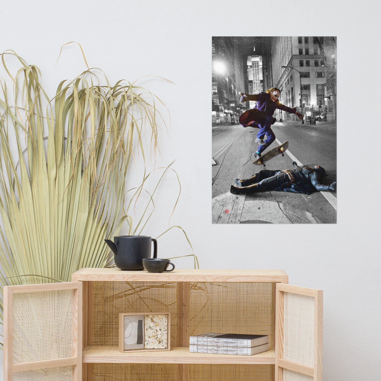 Joker Vs Batman Skateboard Poster Art - Skateboarding Ollie, Dark Knight