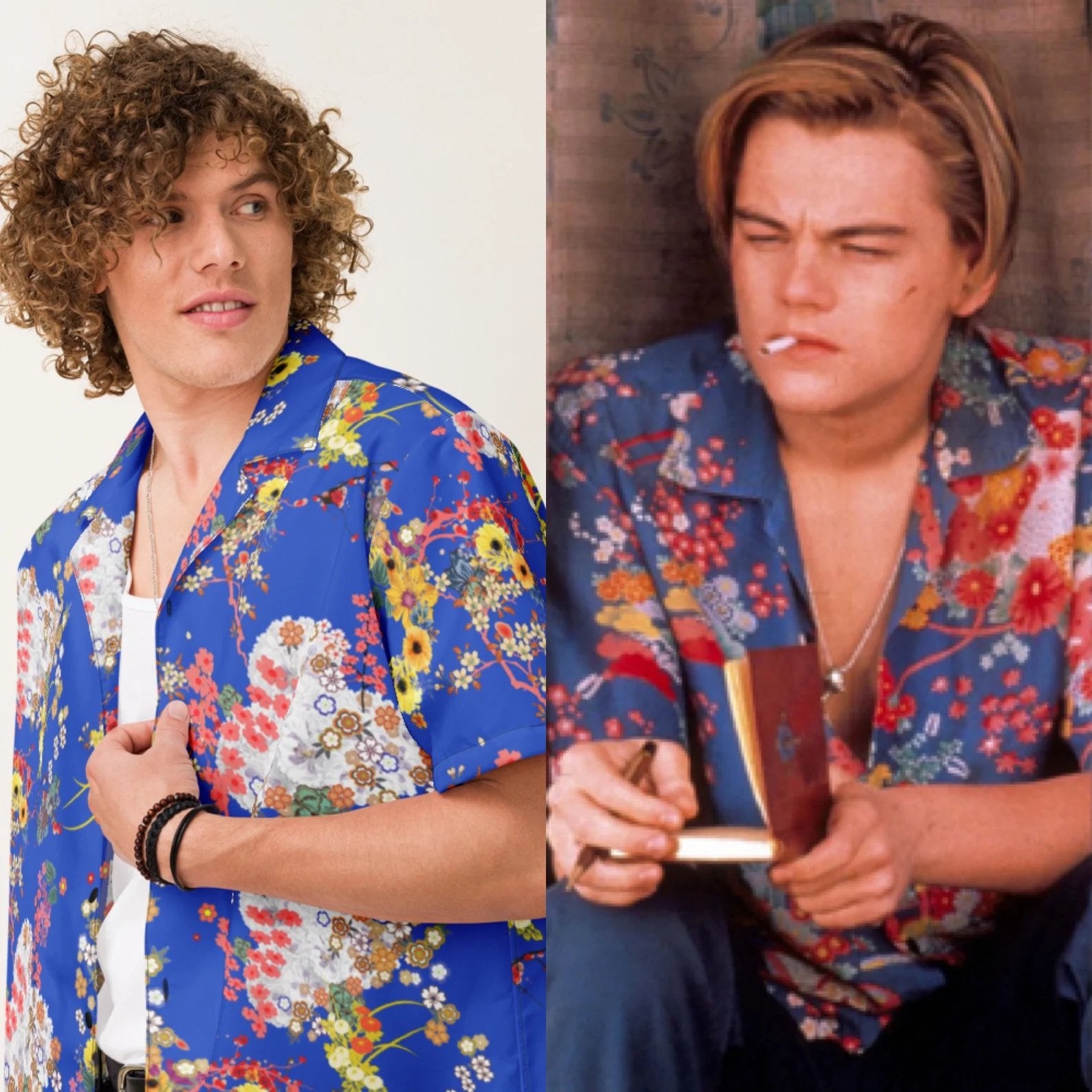 Romeo Japanese Flowers Unisex button shirt - Leonardo DiCaprio Juliet Movie