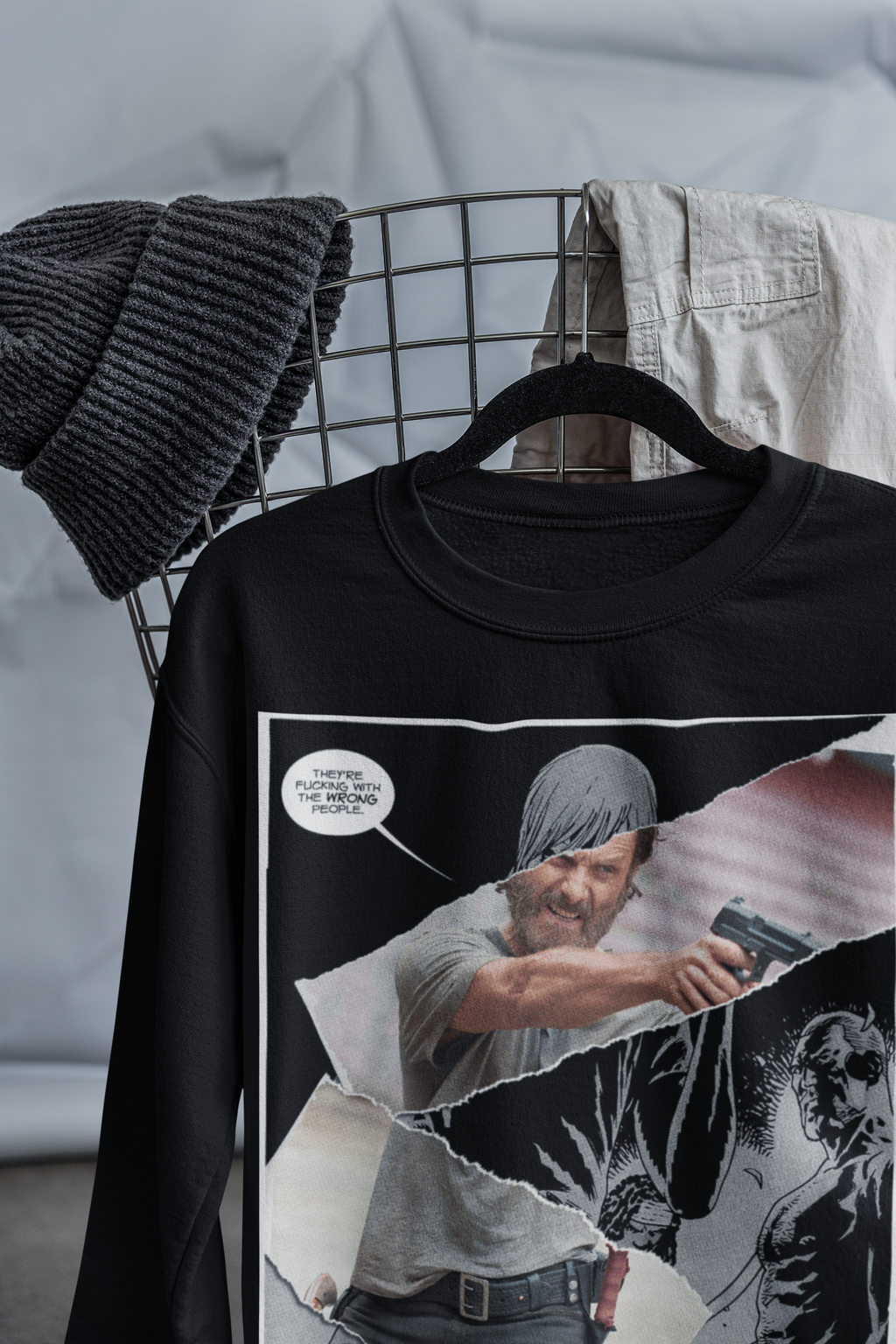 Rick Graphic Sweatshirt | TWD-Inspired Comic Collage Jumper | Unisex Regular Fit