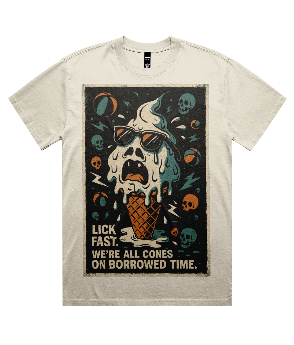 Lick Fast Ice Cream Drip Unisex Heavy Faded Tee