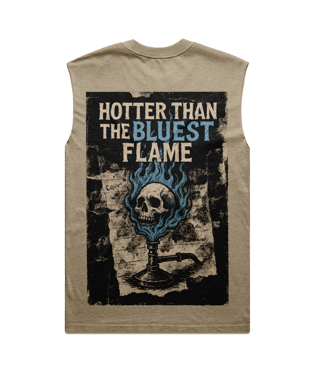 Bluest Flame Heavy Faded Tank Top - Bunsen Burner Skull