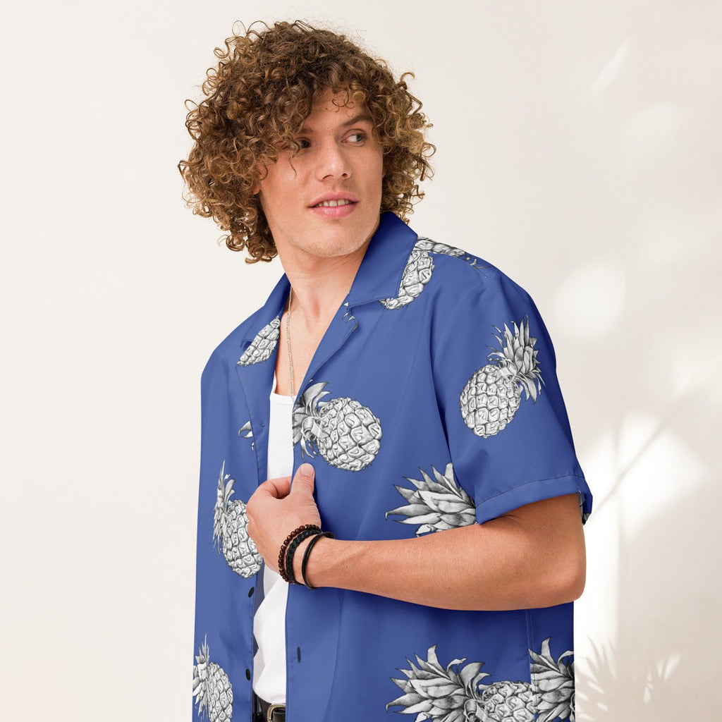 Joey Pineapple KiSS Unisex button shirt - Friends Tribbiani Blue shirt