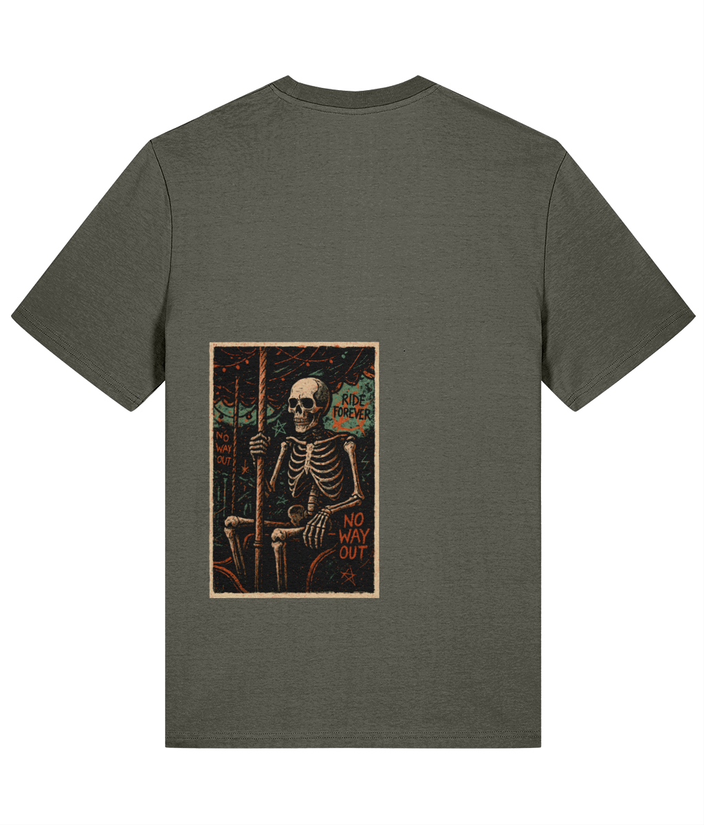 Unlimited Rides Skeleton T-Shirt – 100% Cotton | Grim Carnival Ride Graphic