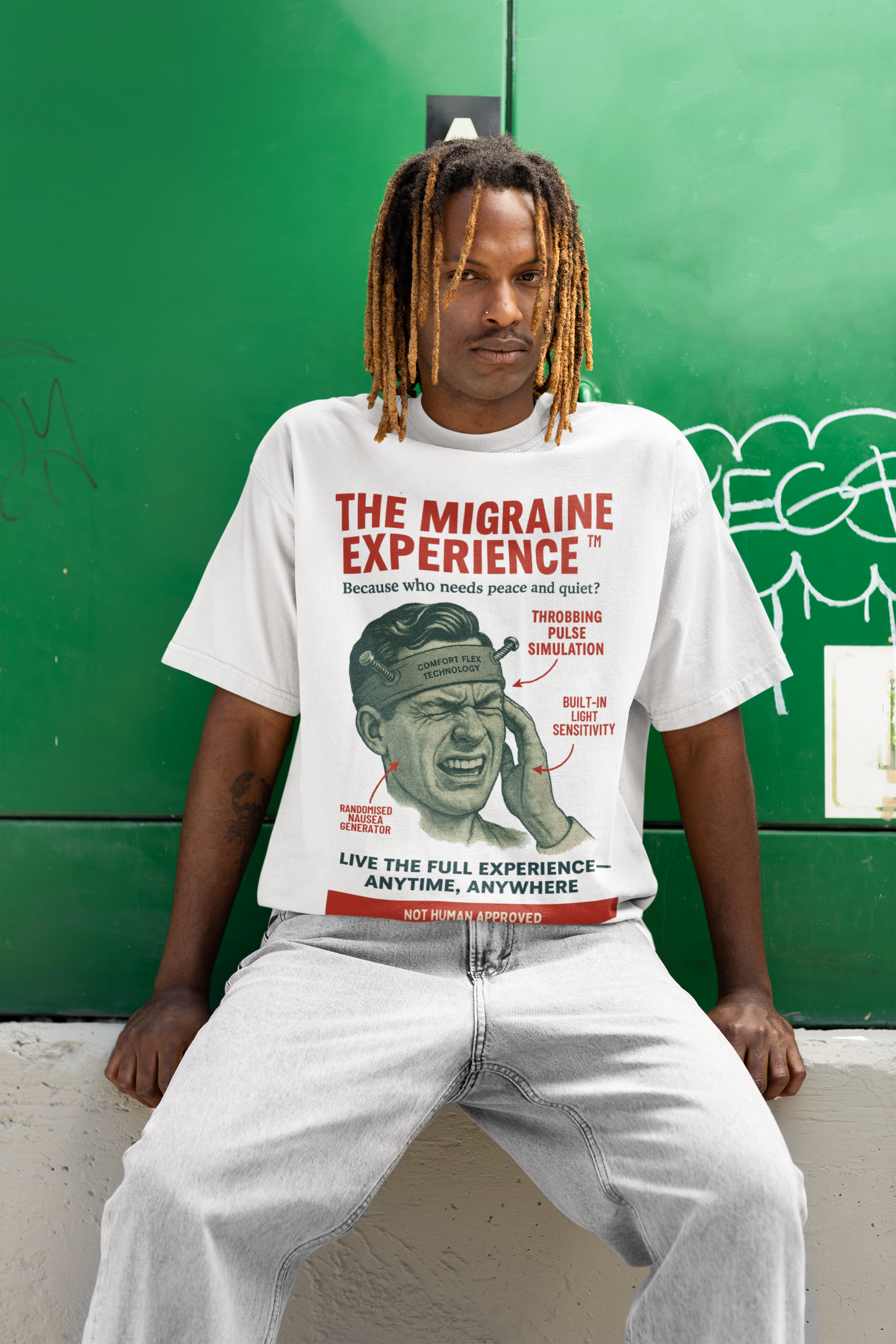 The Migraine Experience Unisex organic cotton t-shirt - Retro Parody Ad