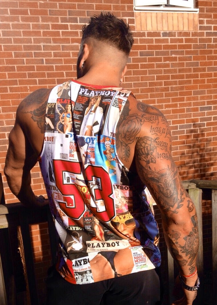 Playboy-Inspired Collage Vest Top | Bold Retro Print | Lightweight & Stretchy