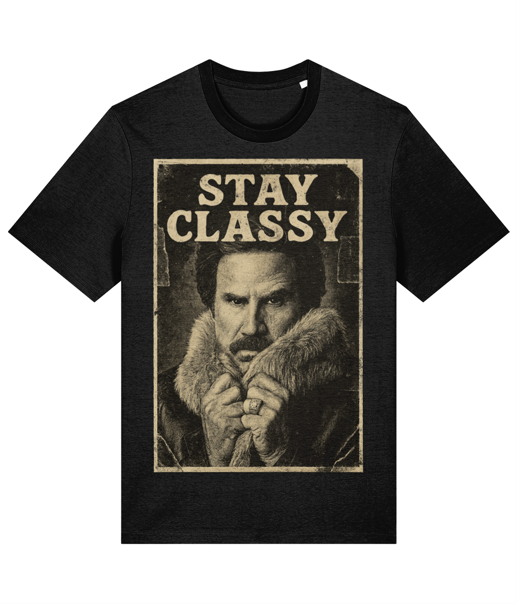 Anchorman "Stay Classy" T-Shirt – Vintage Ron Burgundy Graphic Tee