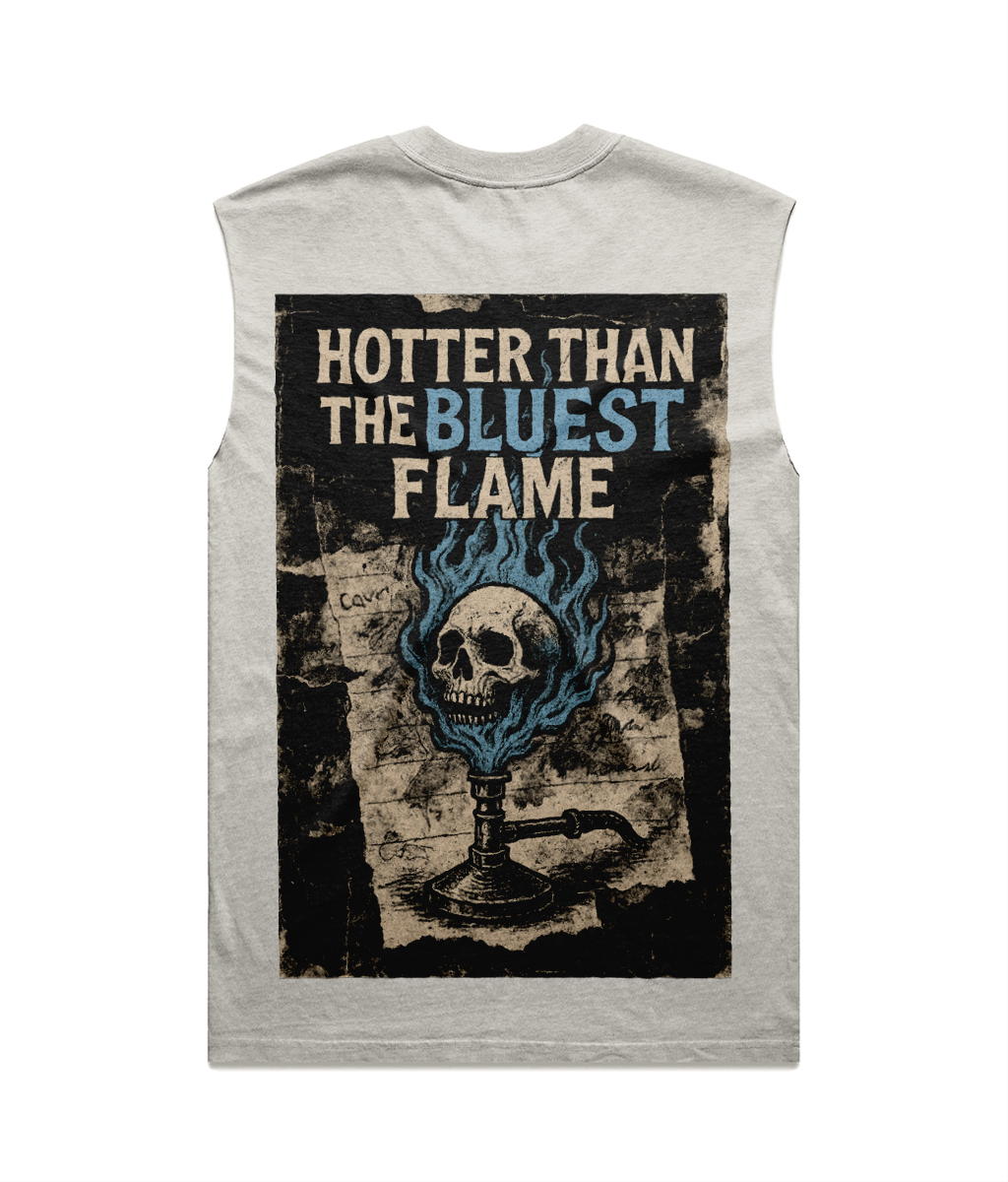 Bluest Flame Heavy Faded Tank Top - Bunsen Burner Skull