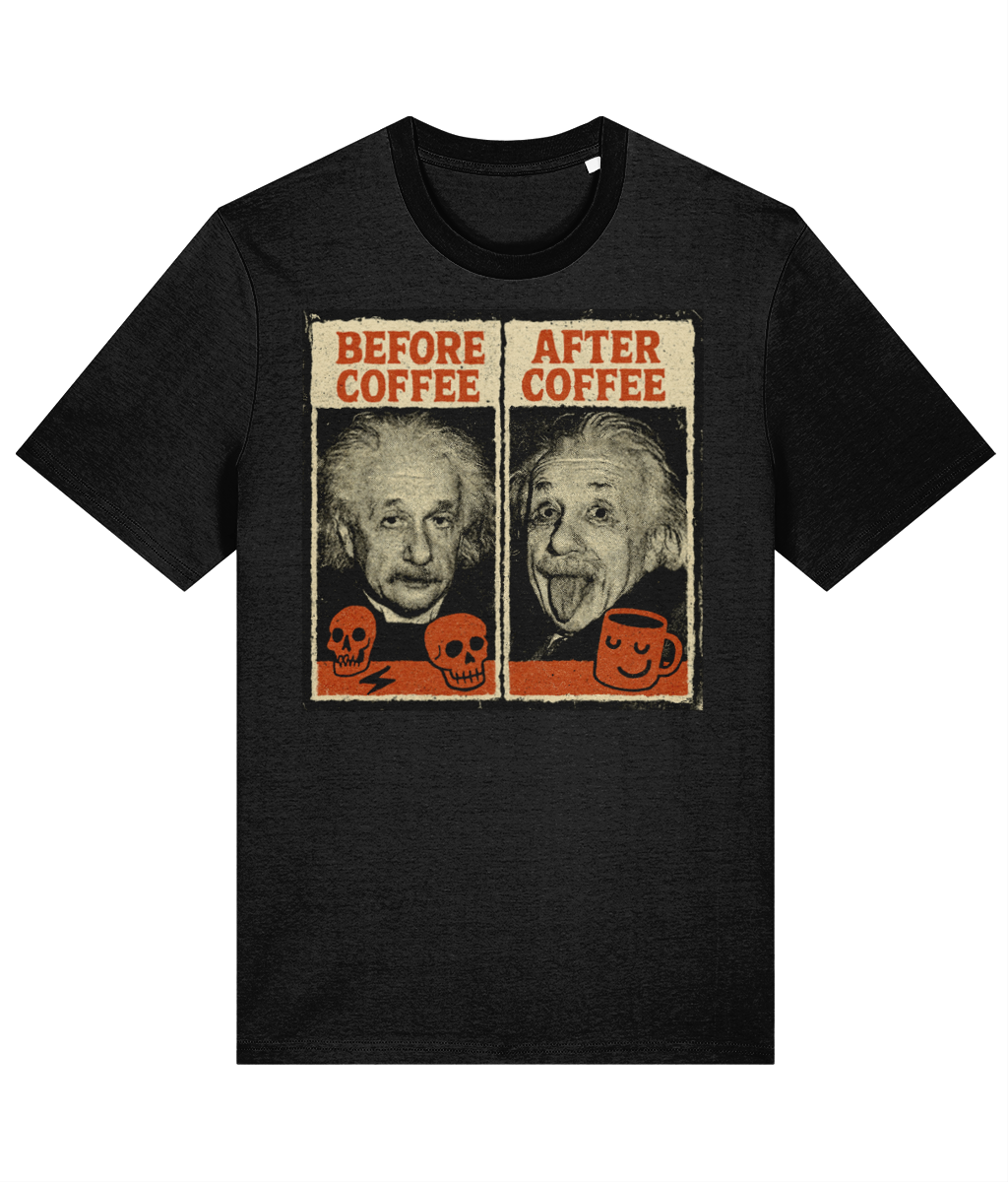 Albert Einstein Coffee Short sleeve t-shirt - Funny before and after