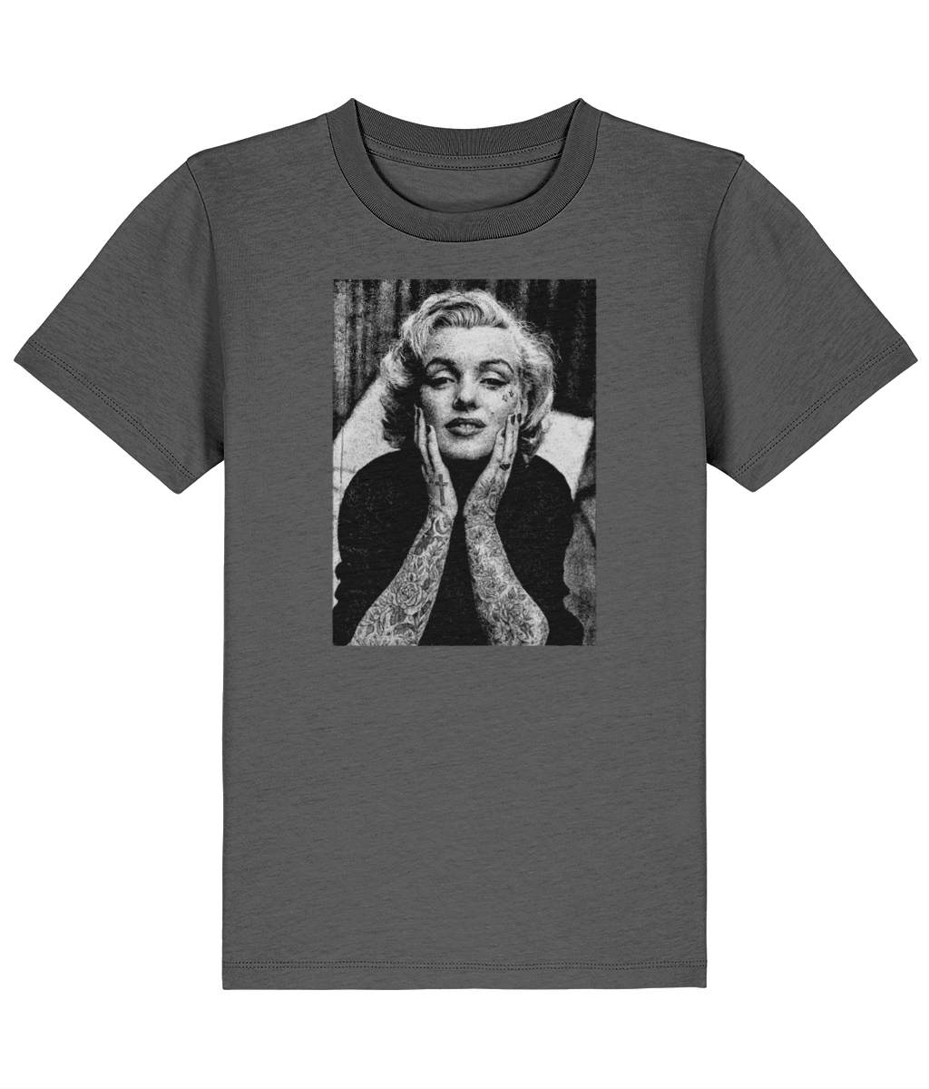Kids Inked Marilyn Monroe T-Shirt - 100% Cotton Retro Tattoo Style Tee