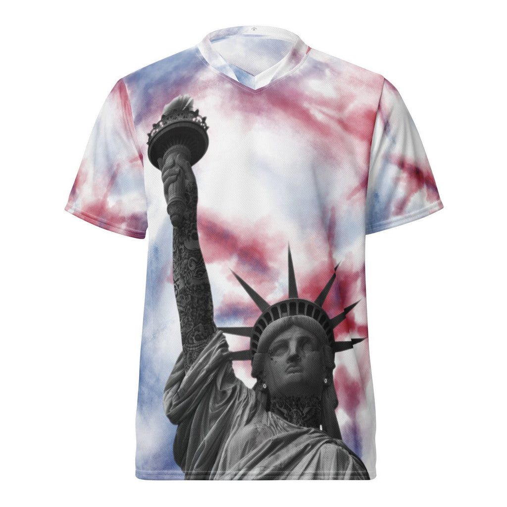 Tattooed Liberty Recycled unisex sports jersey - New York Tie Dye