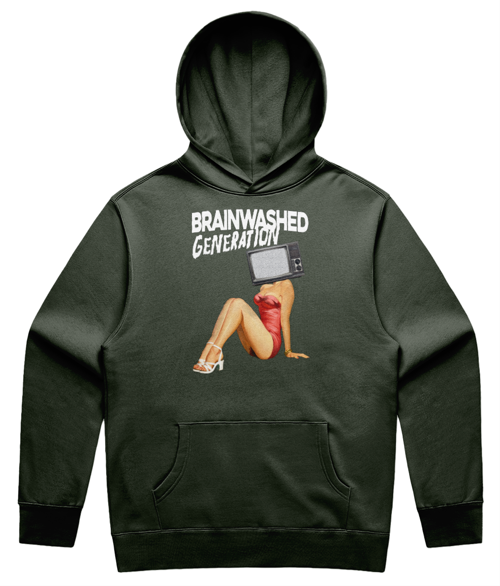 Brainwashed Generation Relaxed Fit Hoodie – Retro TV Head Pin-Up Print