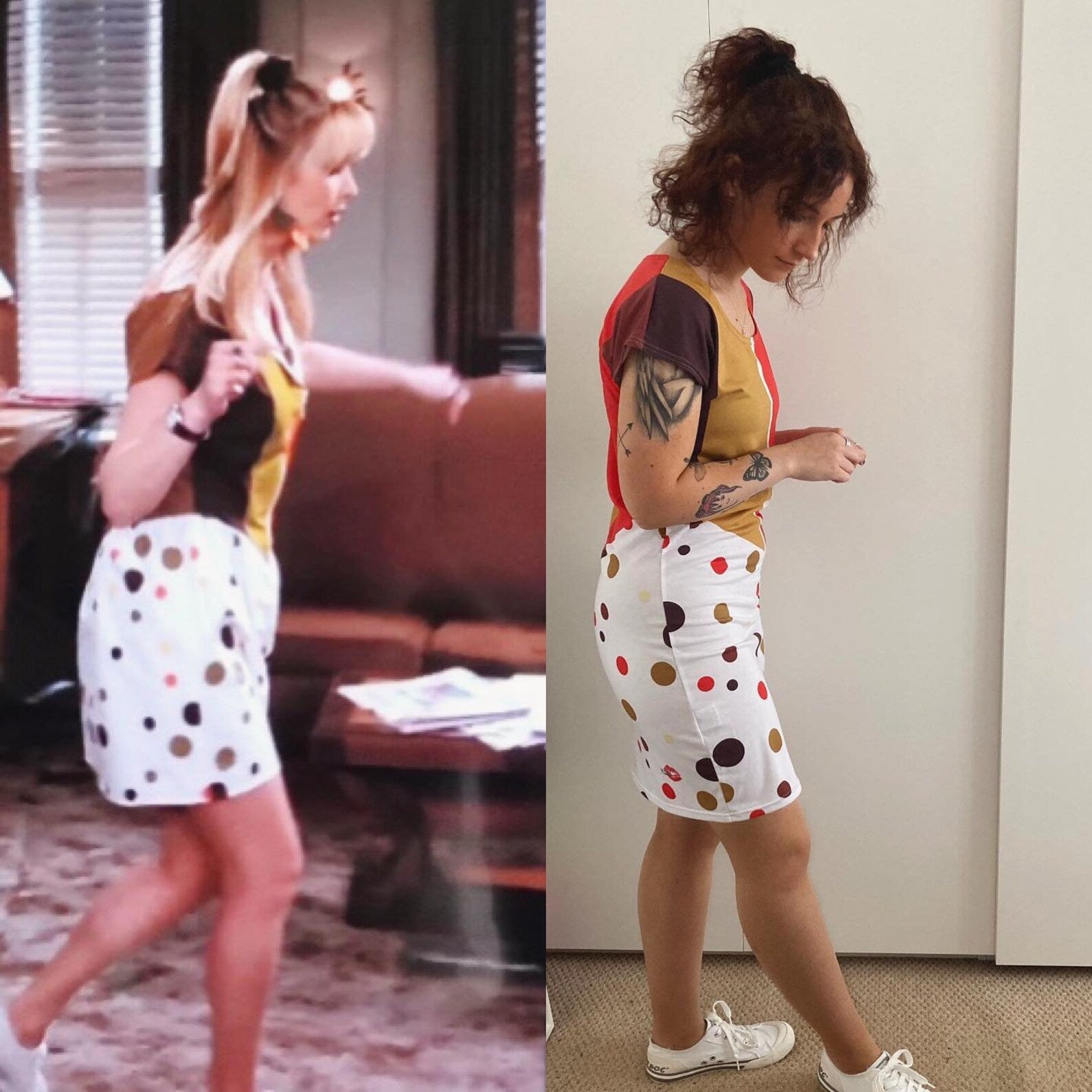 Phoebe Buffay Inspired Dress | Retro Stripe & Spot 90s Friends TV Show Costume