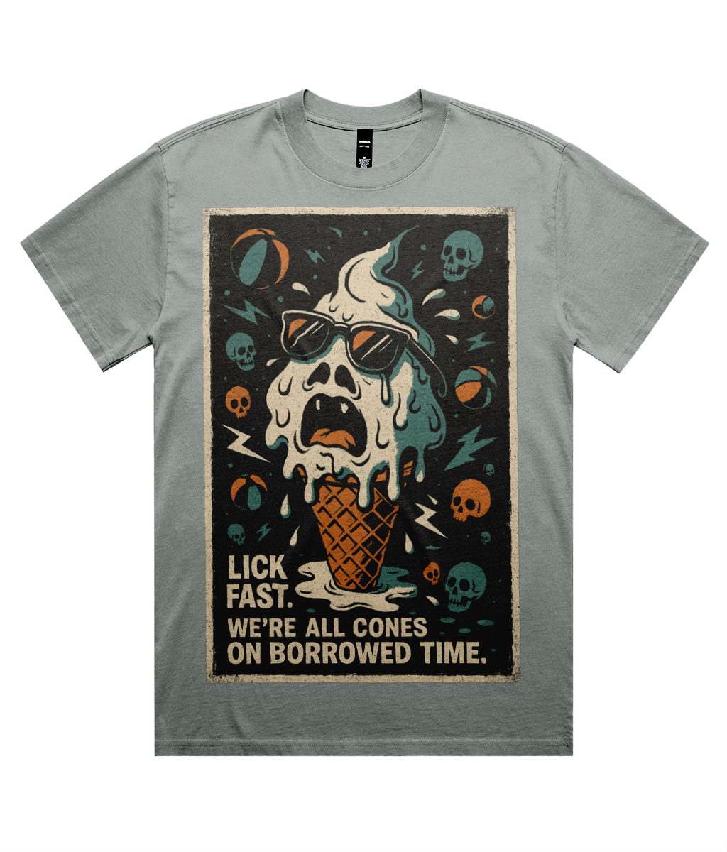 Lick Fast Ice Cream Drip Unisex Heavy Faded Tee