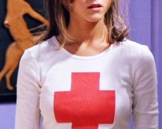 Rachel Green "Red Cross" Long Sleeve Tee – 100% Organic Cotton ‘90s Icon Look